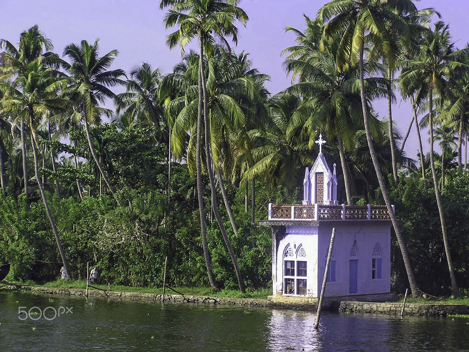 Olympus C750UZ sample photo. Church located on a coastal lagoon in kerala, india photography