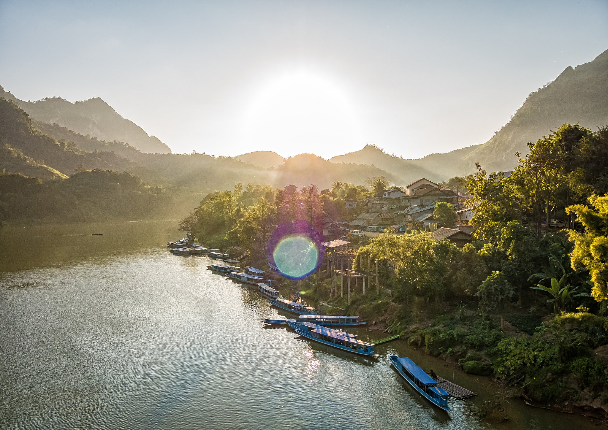 Panasonic Lumix DMC-G7 sample photo. Nong khiaw at sunset photography