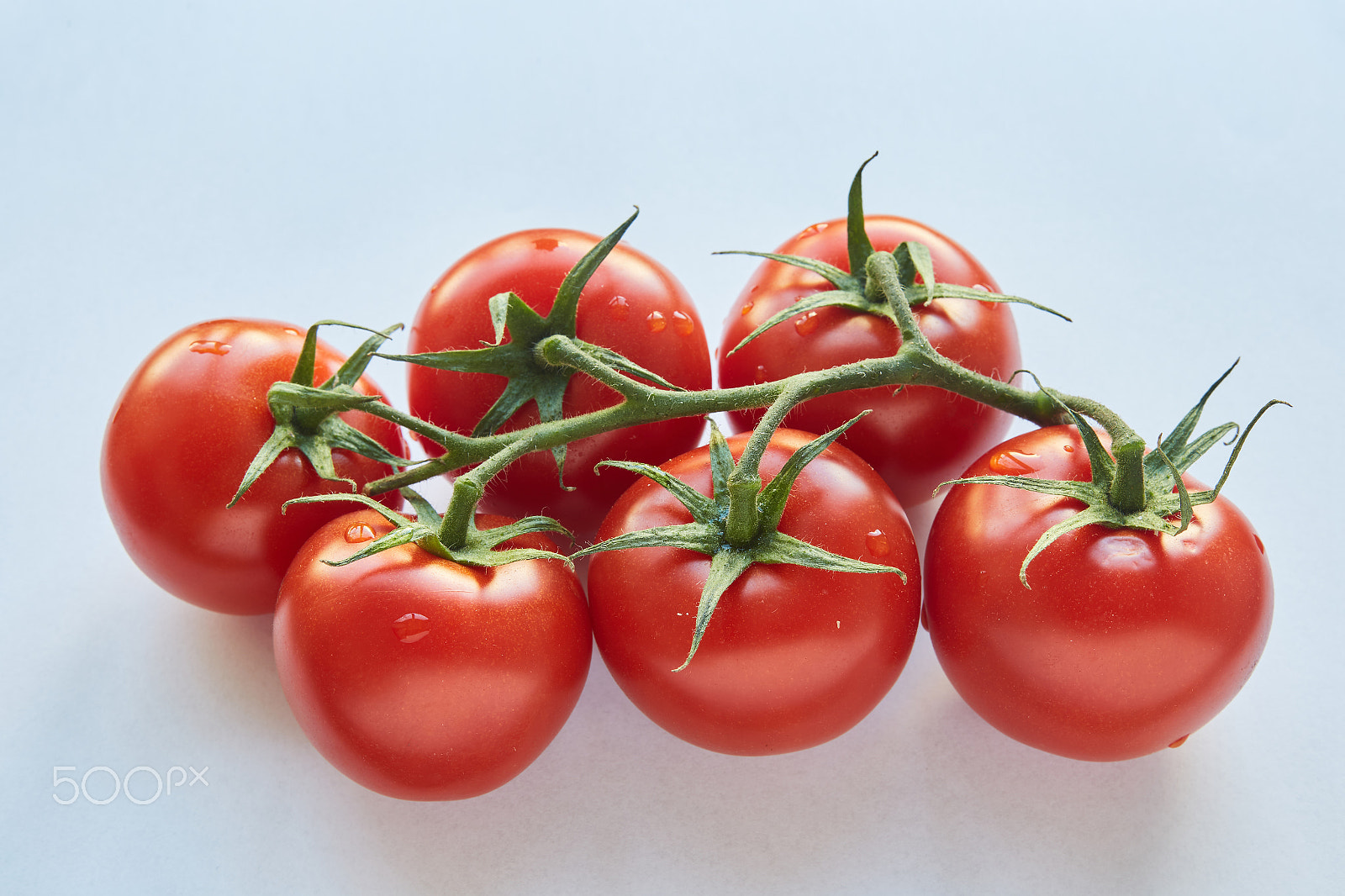 Canon EF 50mm F1.2L USM sample photo. Fresh cherry tomatoes on white background photography