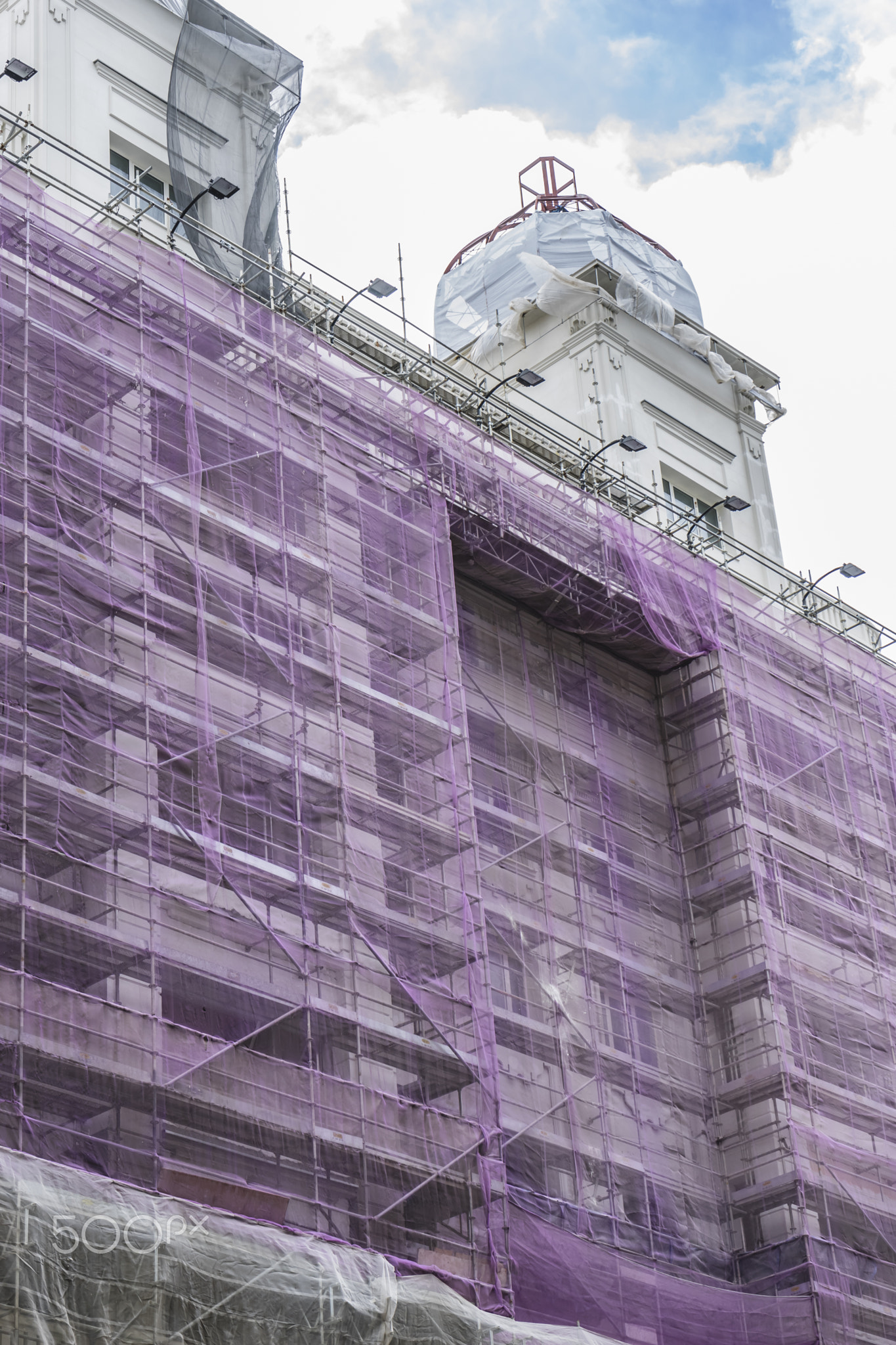 building facade restoration cover, characteristic buildings of t