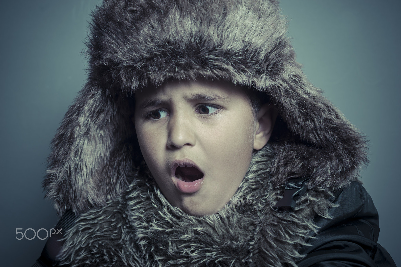 Sony a7 + Sony DT 50mm F1.8 SAM sample photo. Infant child with fur hat and winter coat, cold concept and stor photography