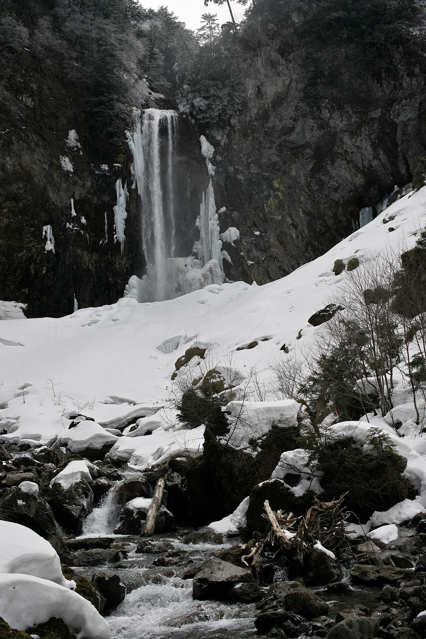 Sigma DP2x sample photo. Snow and waterfall photography