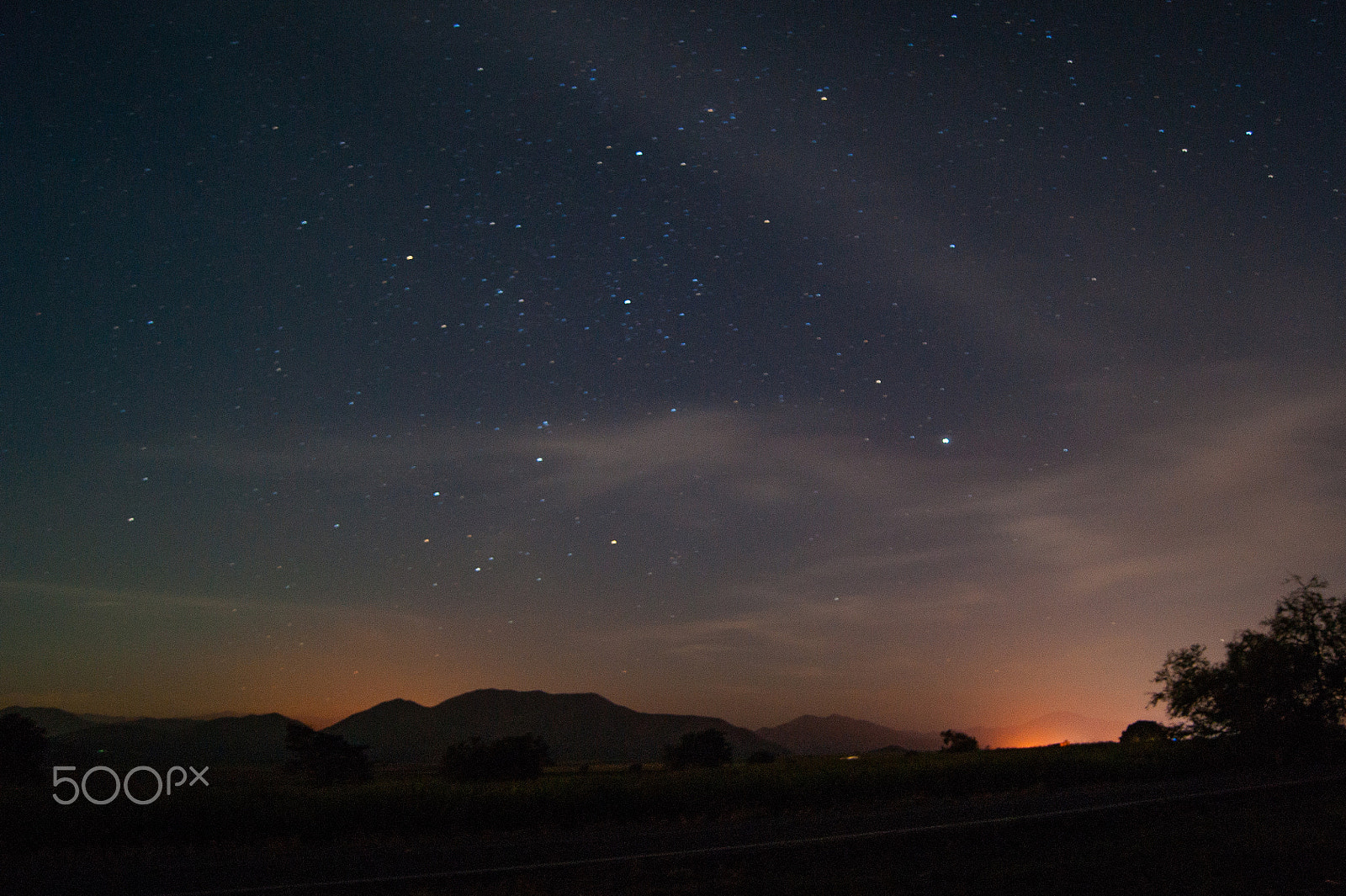 Sony Alpha DSLR-A380 sample photo. Road, fire & stars photography