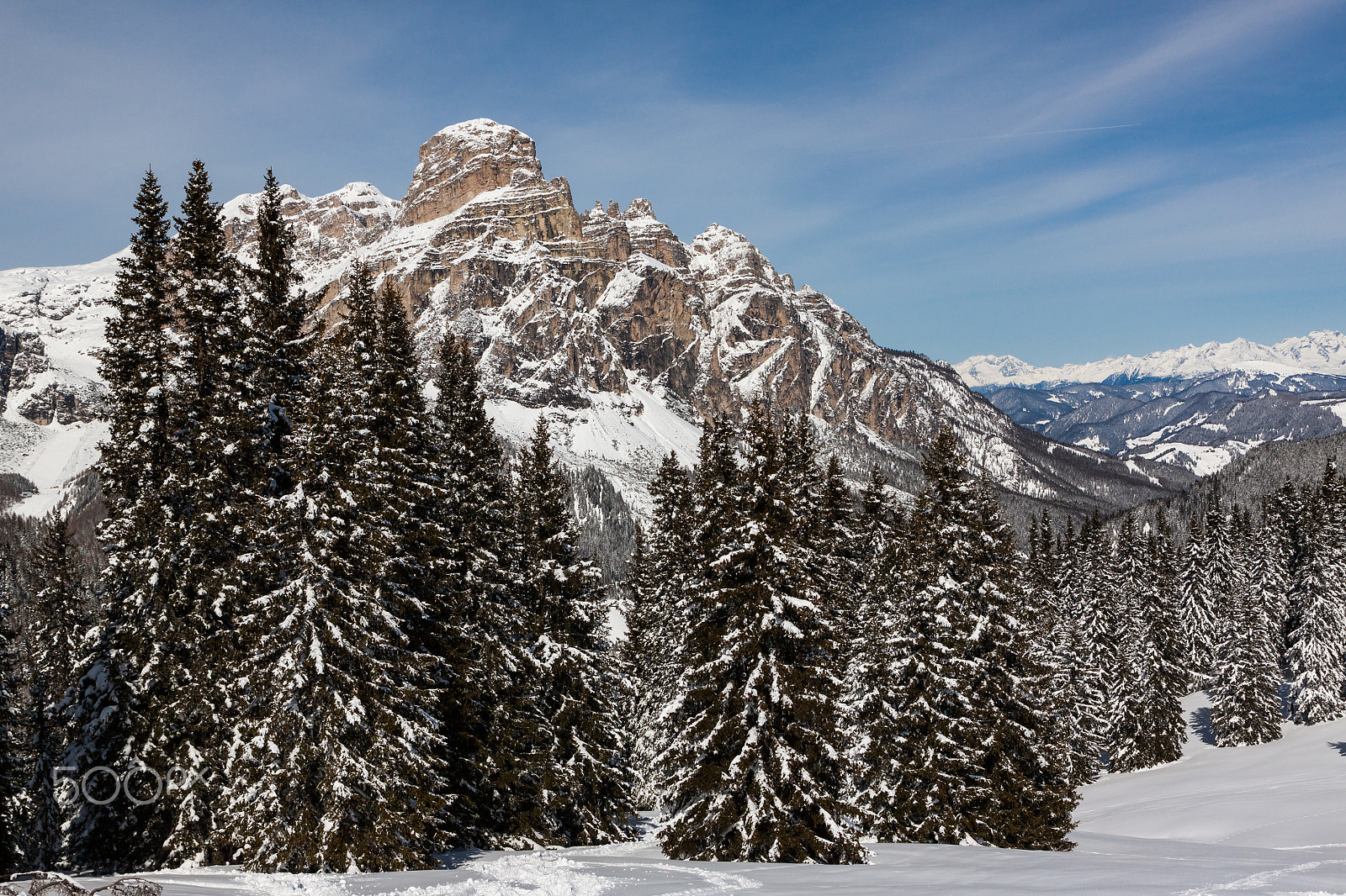Canon EF-S 17-55mm F2.8 IS USM sample photo. Sassongher with snow photography