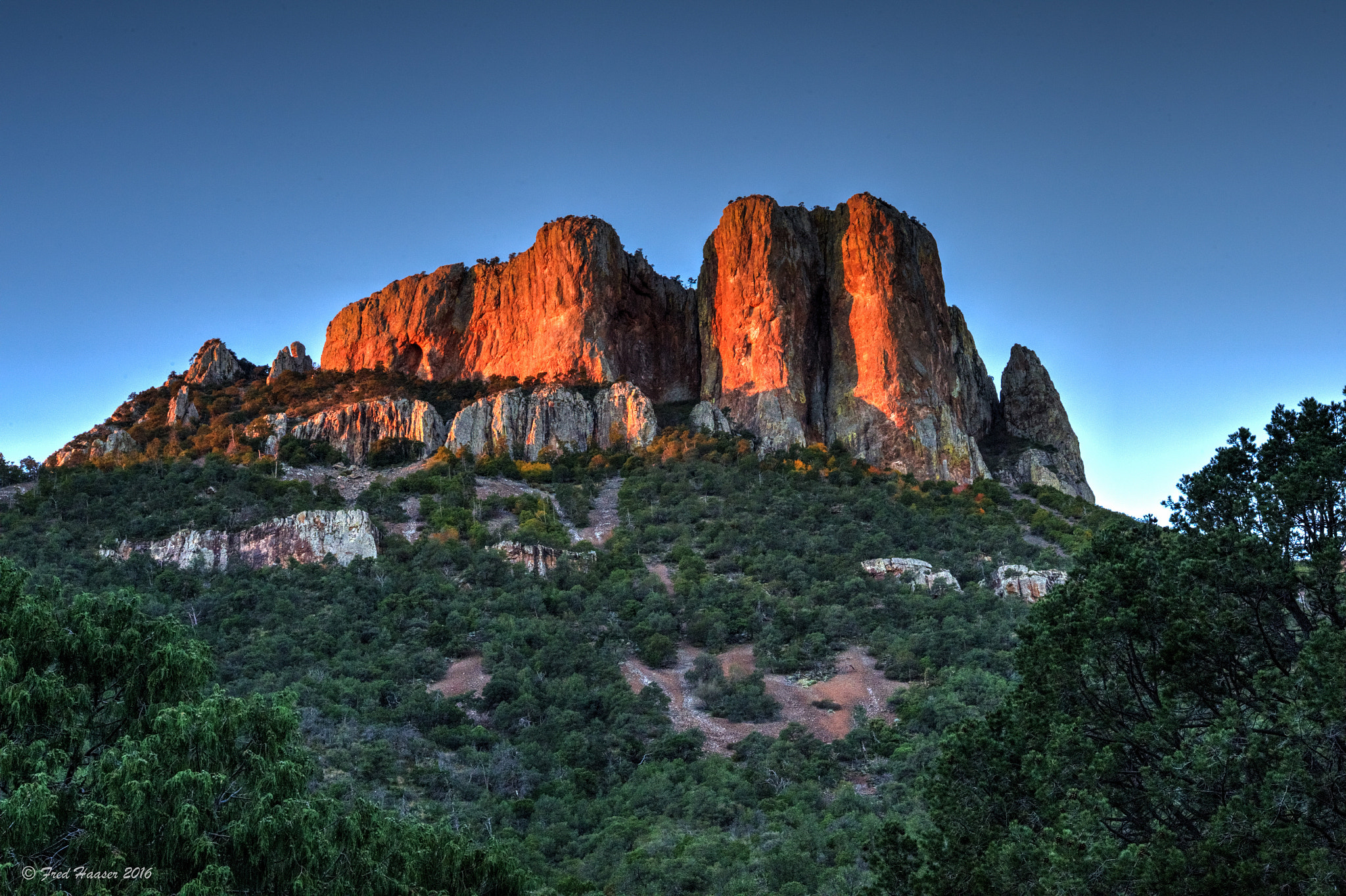 Nikon AF-S Nikkor 24-70mm F2.8E ED VR sample photo. Sunrise on casa grande in chisos basin photography