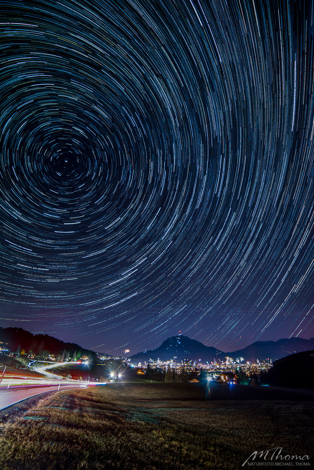 Samyang 14mm F2.8 ED AS IF UMC sample photo. Startrails over sonthofen - sternspuren sonthofen photography