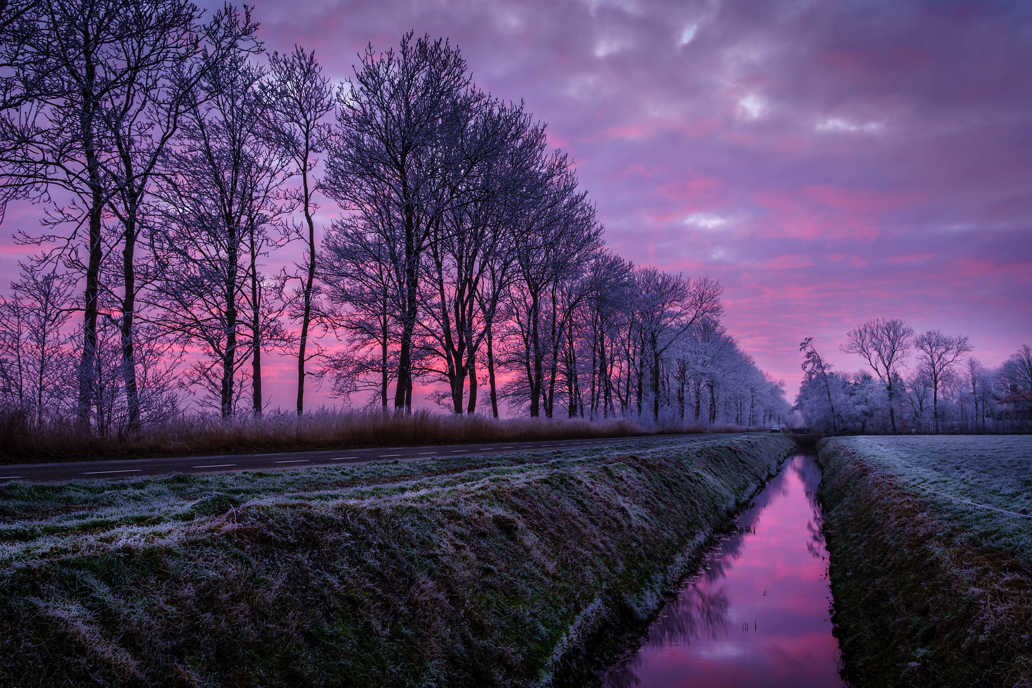 Sony a7R sample photo. Winter sunset reflection photography