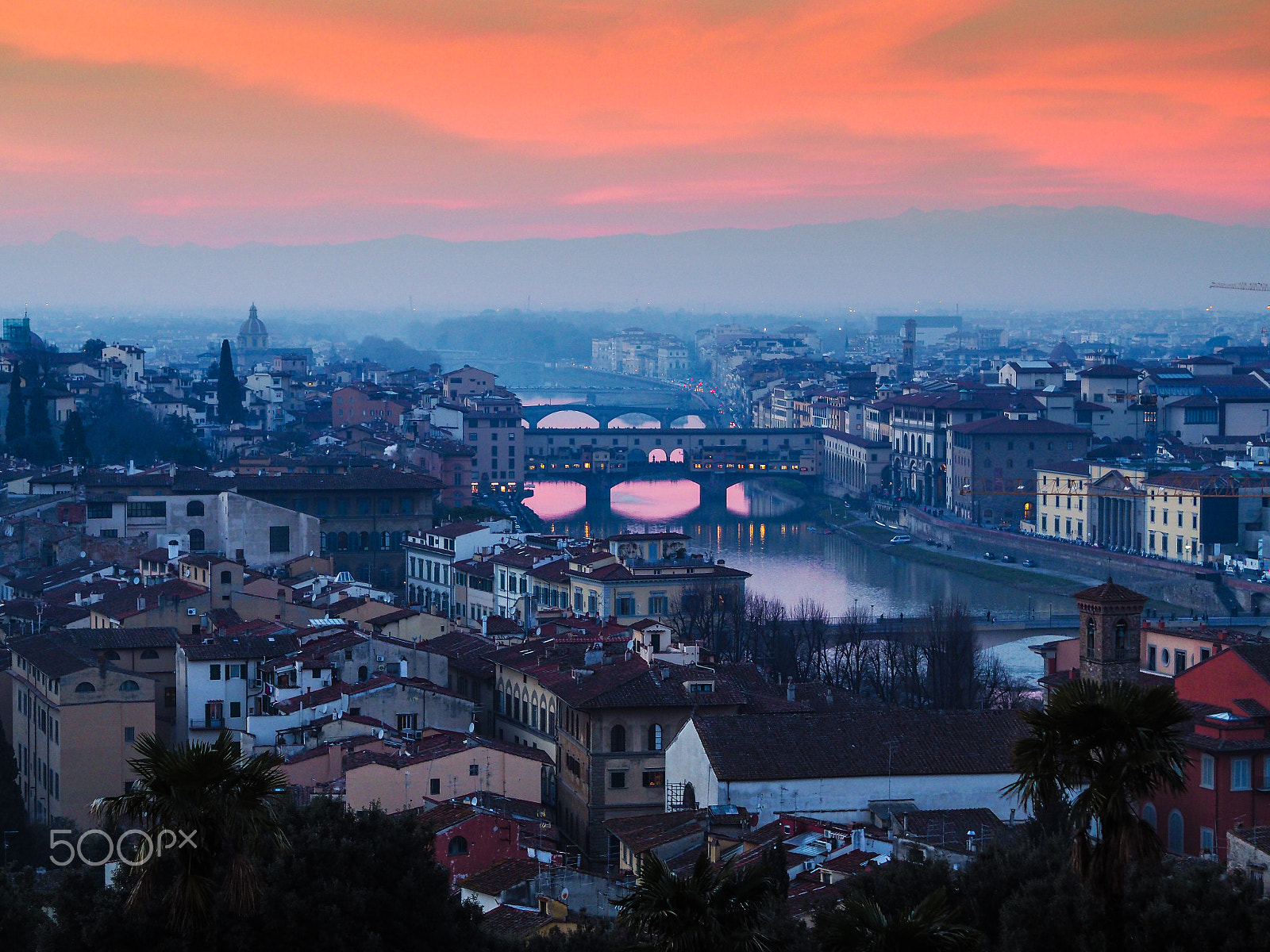 Olympus PEN-F + Olympus M.Zuiko Digital 45mm F1.8 sample photo. Firenze at sundown photography