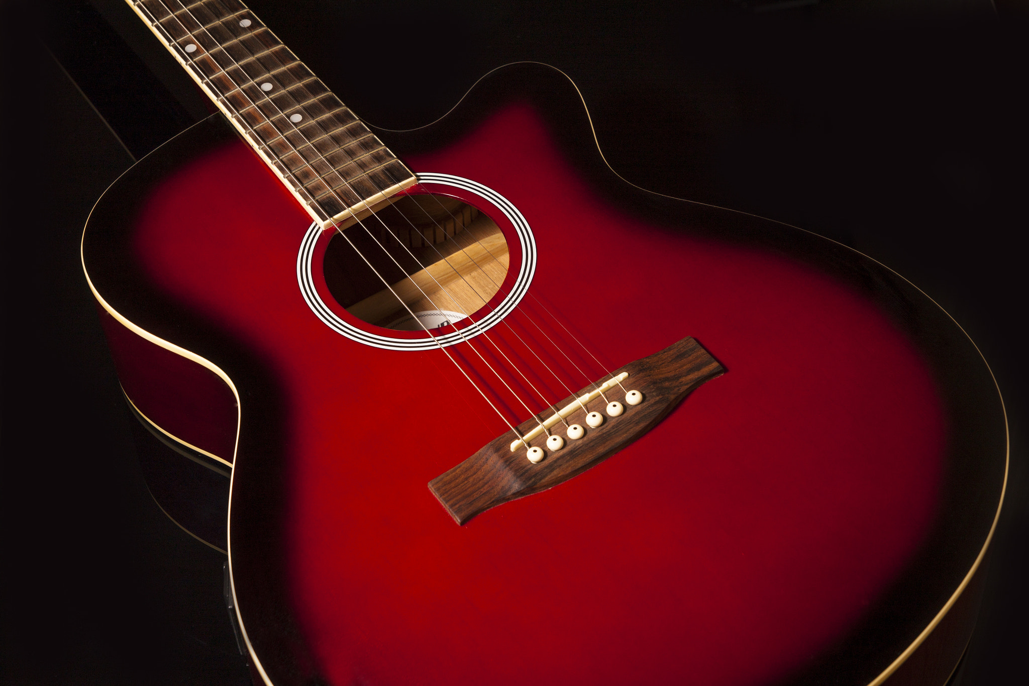 Tamron SP AF 17-50mm F2.8 XR Di II LD Aspherical (IF) sample photo. Acoustic guitar on black background photography