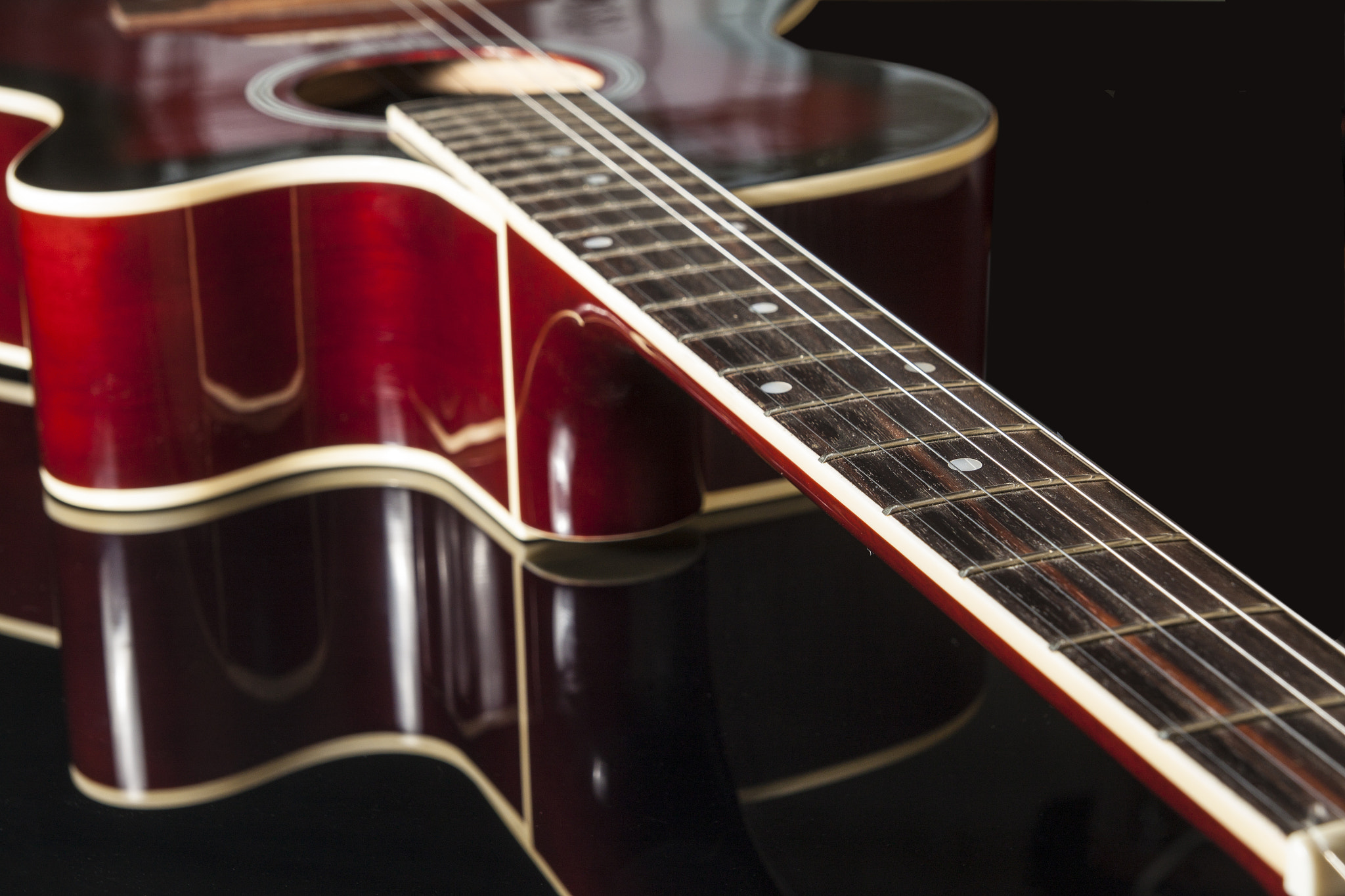 Tamron SP AF 17-50mm F2.8 XR Di II LD Aspherical (IF) sample photo. Acoustic guitar on black background photography