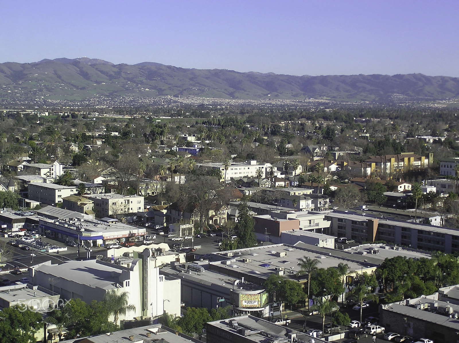 Olympus C750UZ sample photo. View of buildings and streets along with mountains in san jose photography