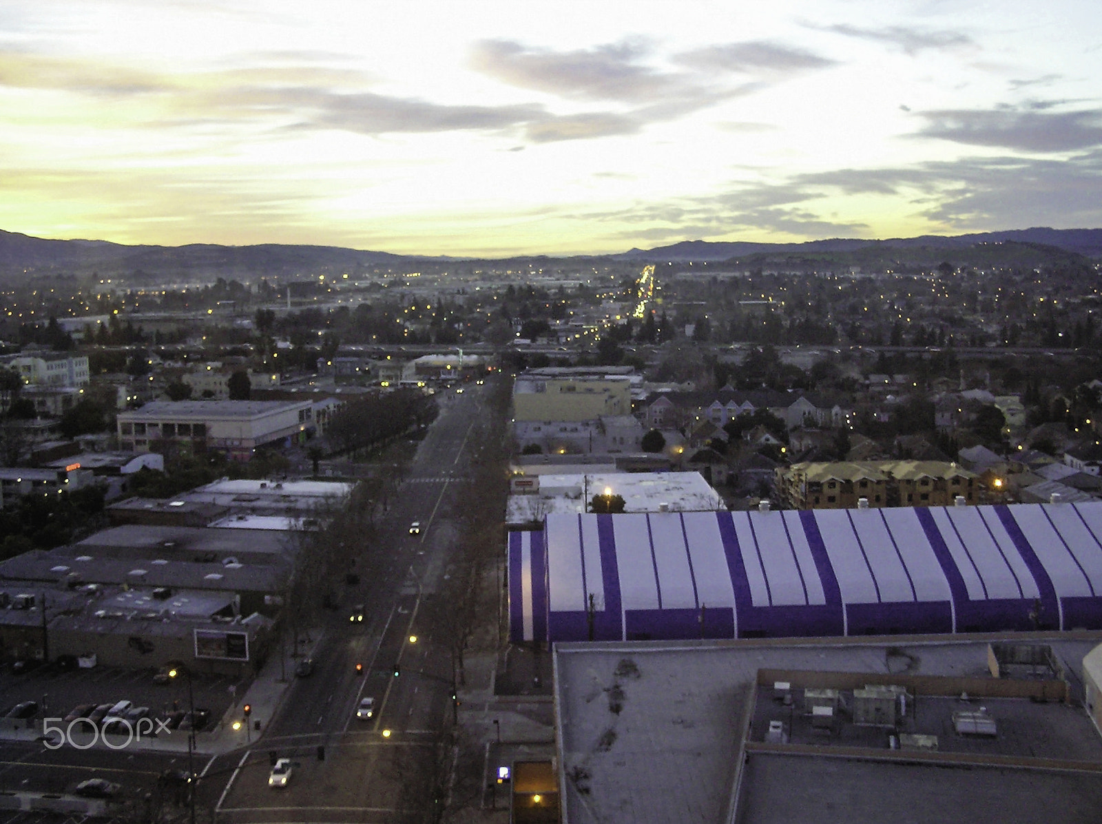 Olympus C750UZ sample photo. Lights, street and buildings in san jose at dusk photography