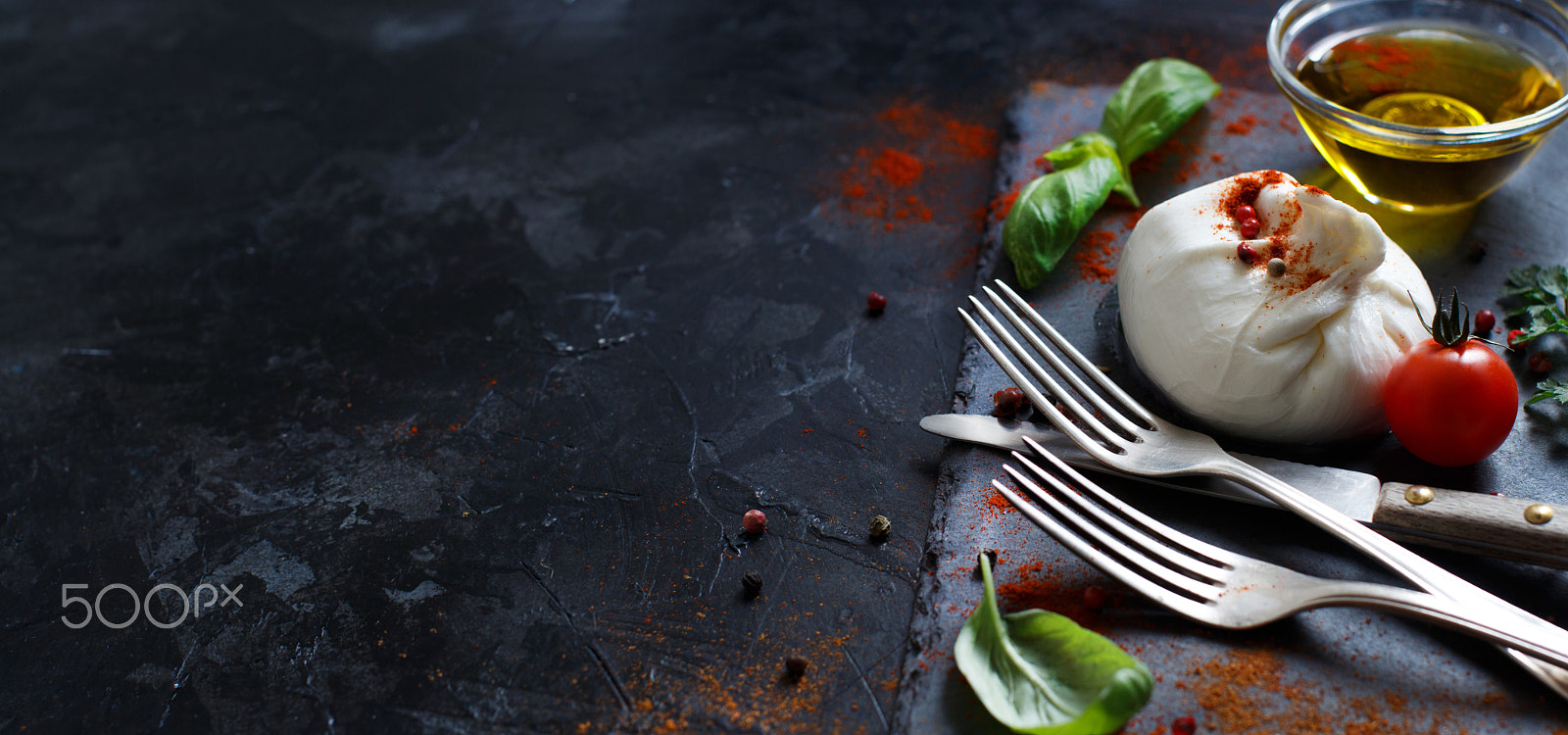 Canon EOS 650D (EOS Rebel T4i / EOS Kiss X6i) + Canon EF 50mm F1.2L USM sample photo. Italian cheese burrata, tomatoes, basil and olive oil photography