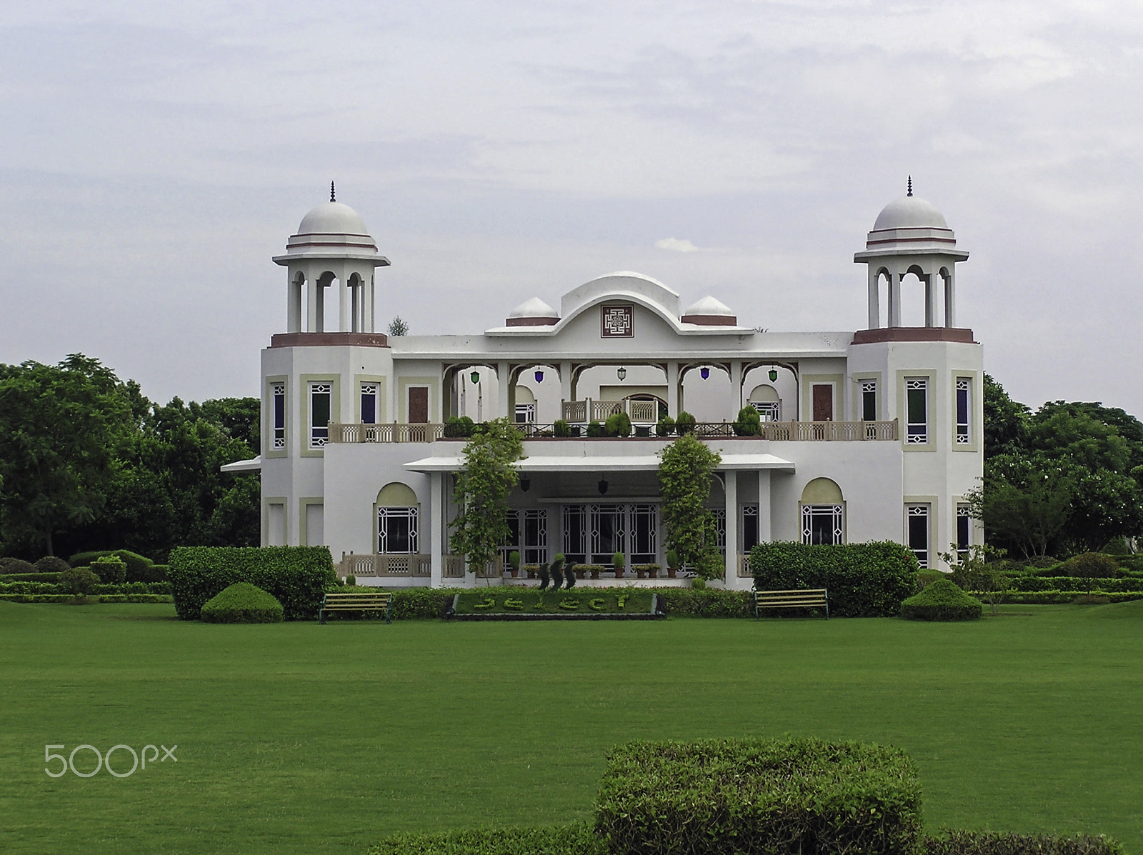 Olympus C750UZ sample photo. The beautiful white building with a green lawn in manesar photography