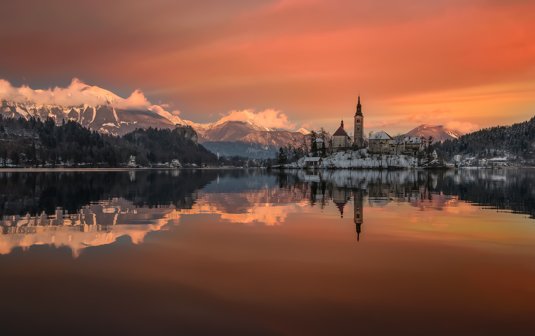 Canon EF 24-70mm F2.8L USM sample photo. Bled lake at sunset photography