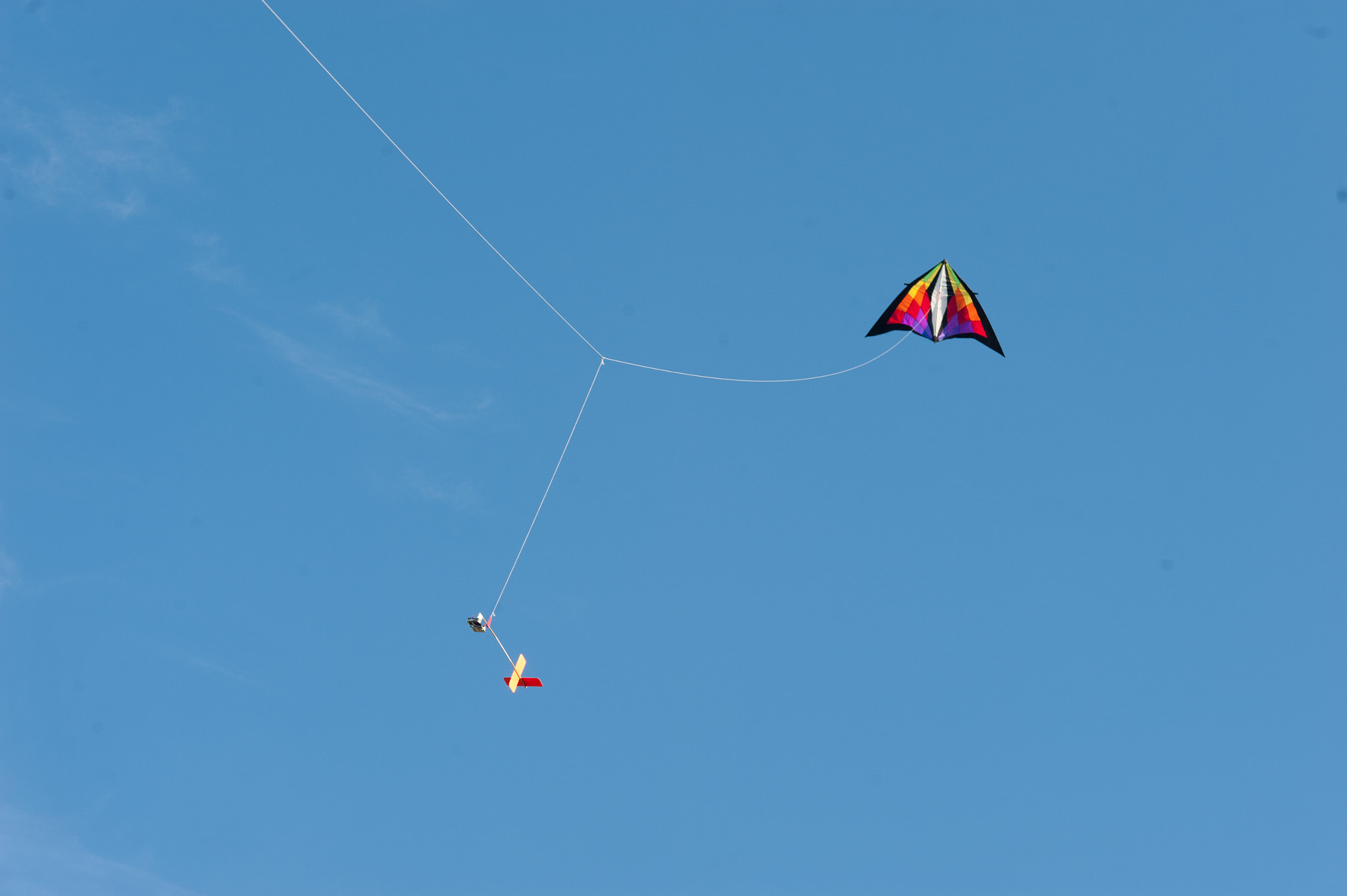 AF DC-Nikkor 135mm f/2 sample photo. Kite flying in the blue sky photography