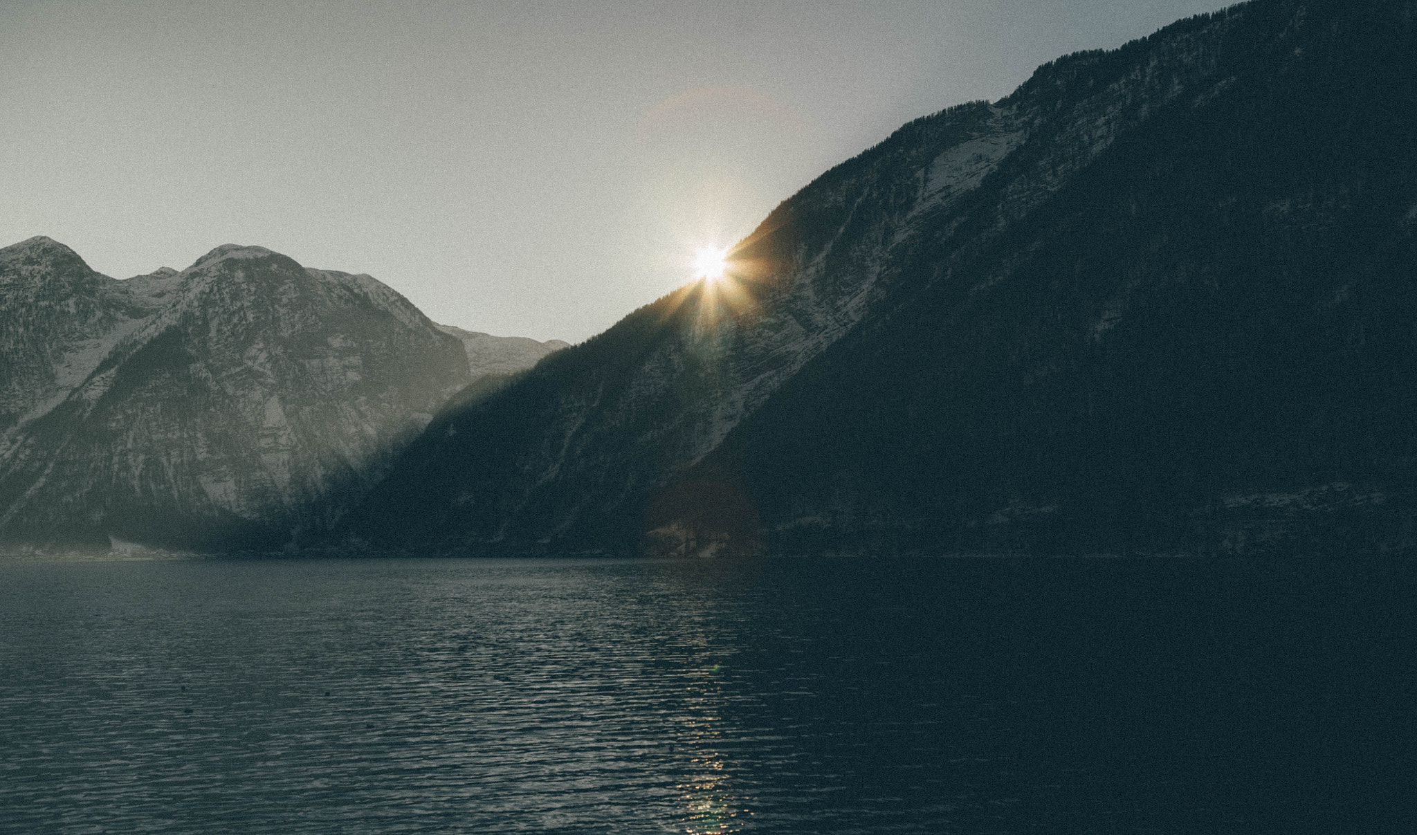 Sony a7S + Sony DT 50mm F1.8 SAM sample photo. Sunset over lake hallstatt photography