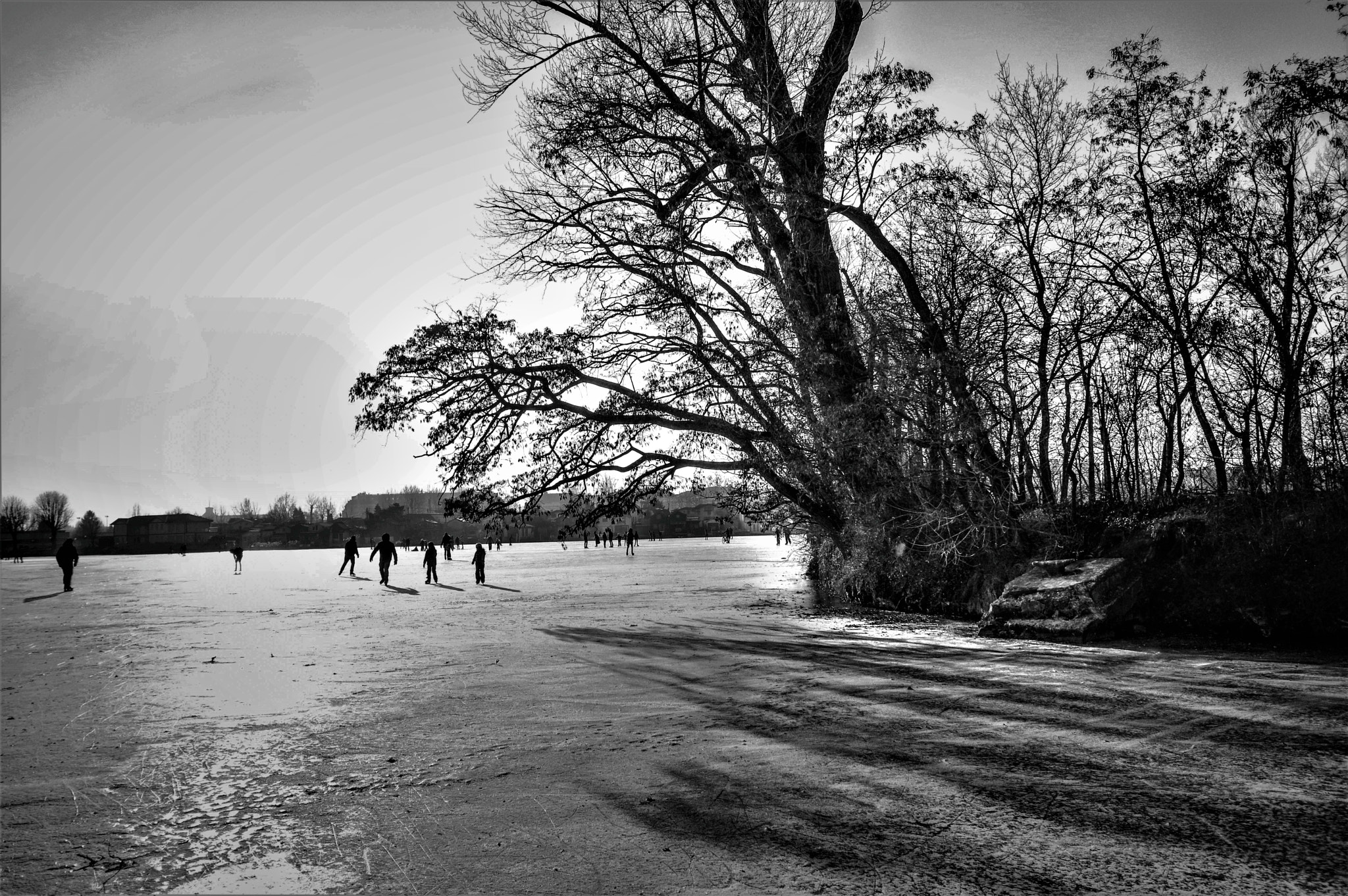 Sigma 10-20mm F3.5 EX DC HSM sample photo. Ice skating on the danube photography