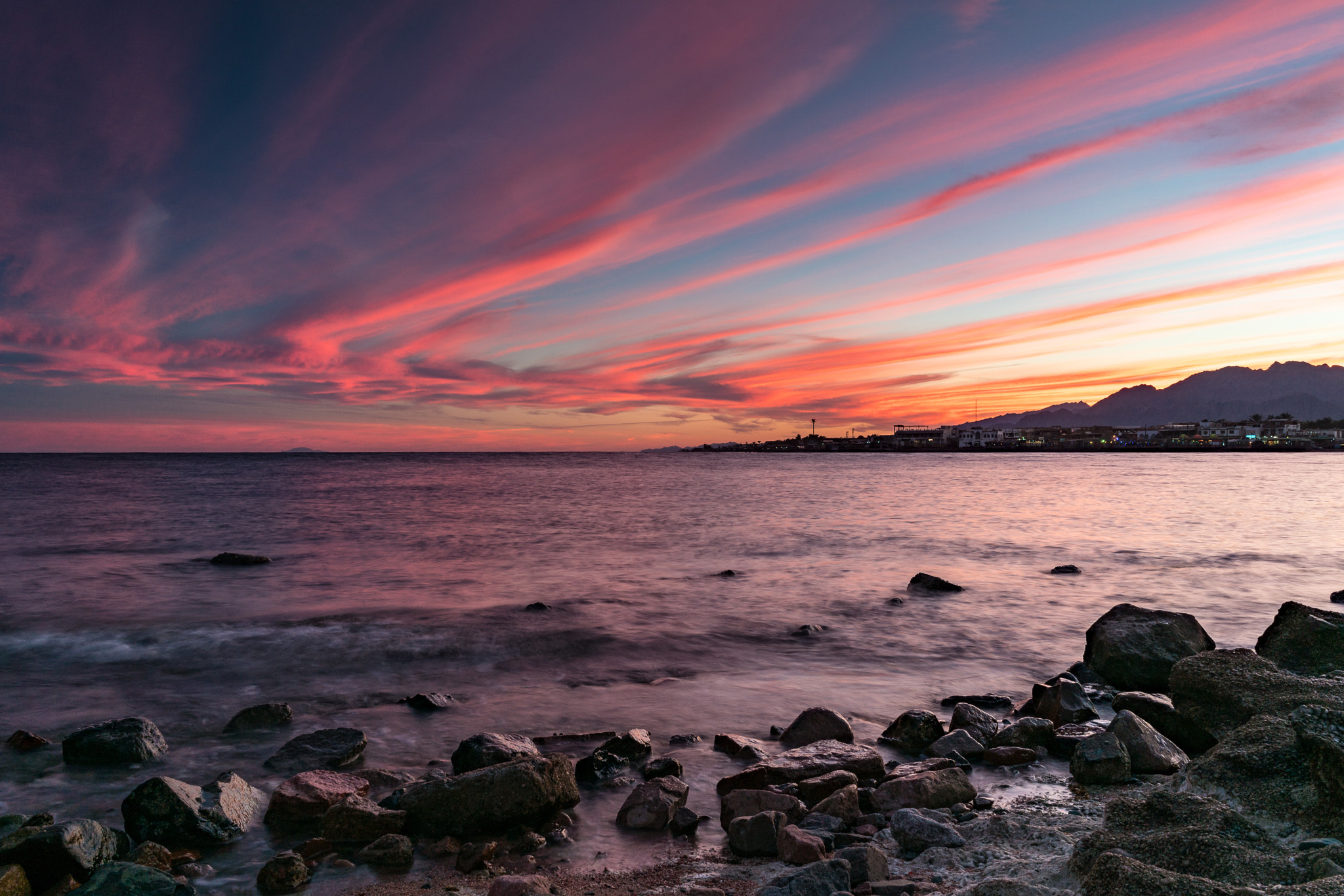 Sony FE 28mm F2 sample photo. Dramatic sunset in dahab photography