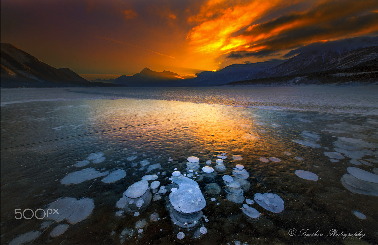 Nikon D5 sample photo. Sunset & ice bubble photography
