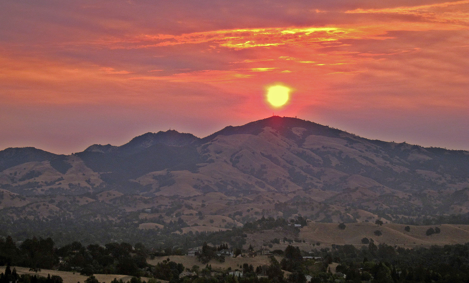 Canon PowerShot S90 sample photo. Fiery sunrise over mount diablo. photography