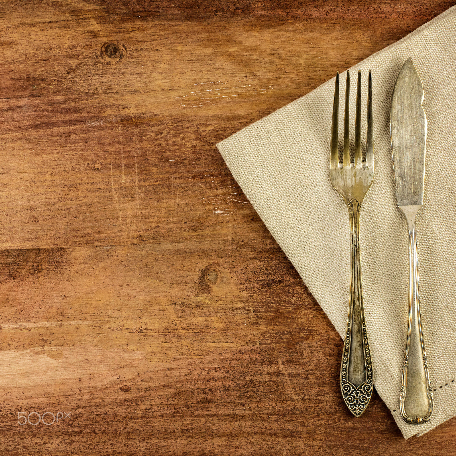 Canon EOS 5DS R sample photo. Vintage fork and knife on wooden background photography