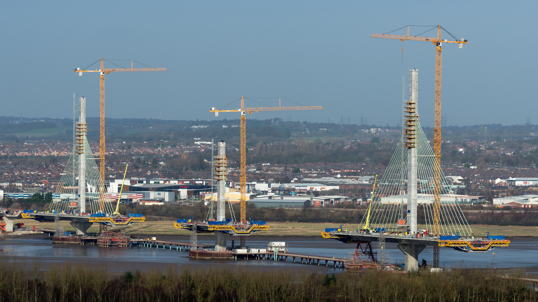 Nikon AF-S Nikkor 70-200mm F4G ED VR sample photo. Mersey gateway bridge construction photography
