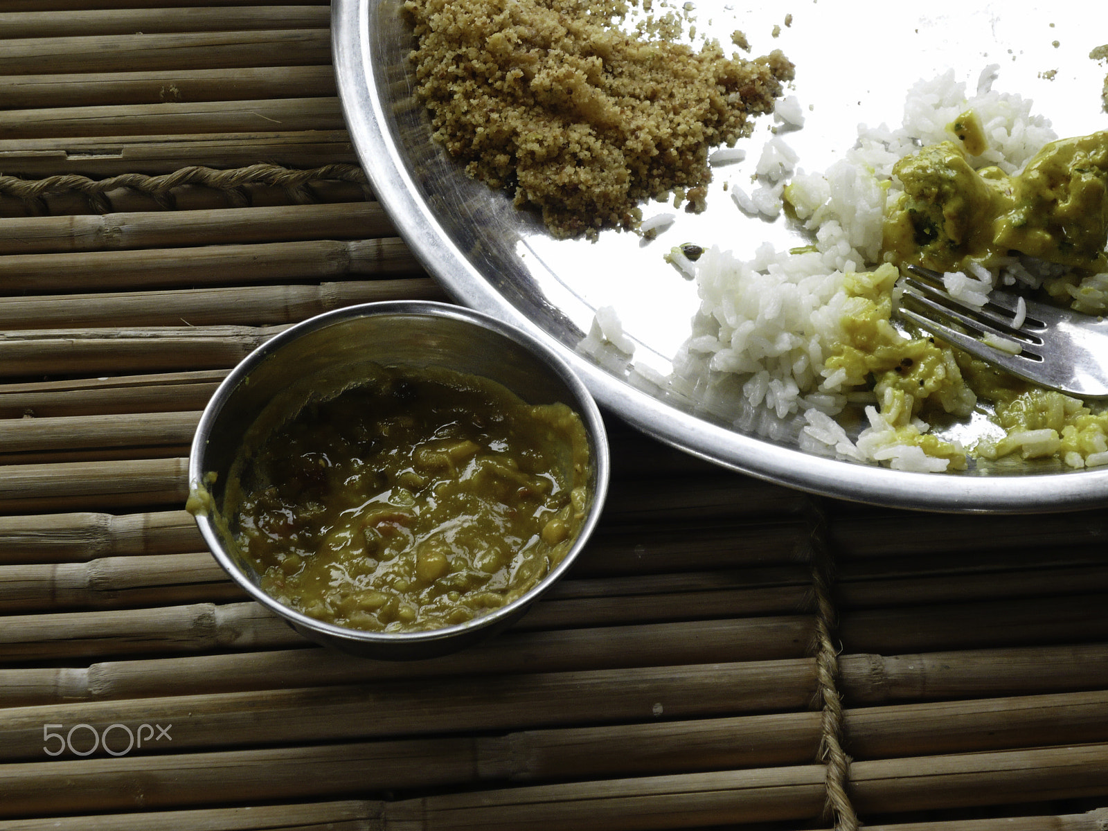 Panasonic DMC-FX100 sample photo. A typical plate of indian rajasthani food on a bamboo table photography