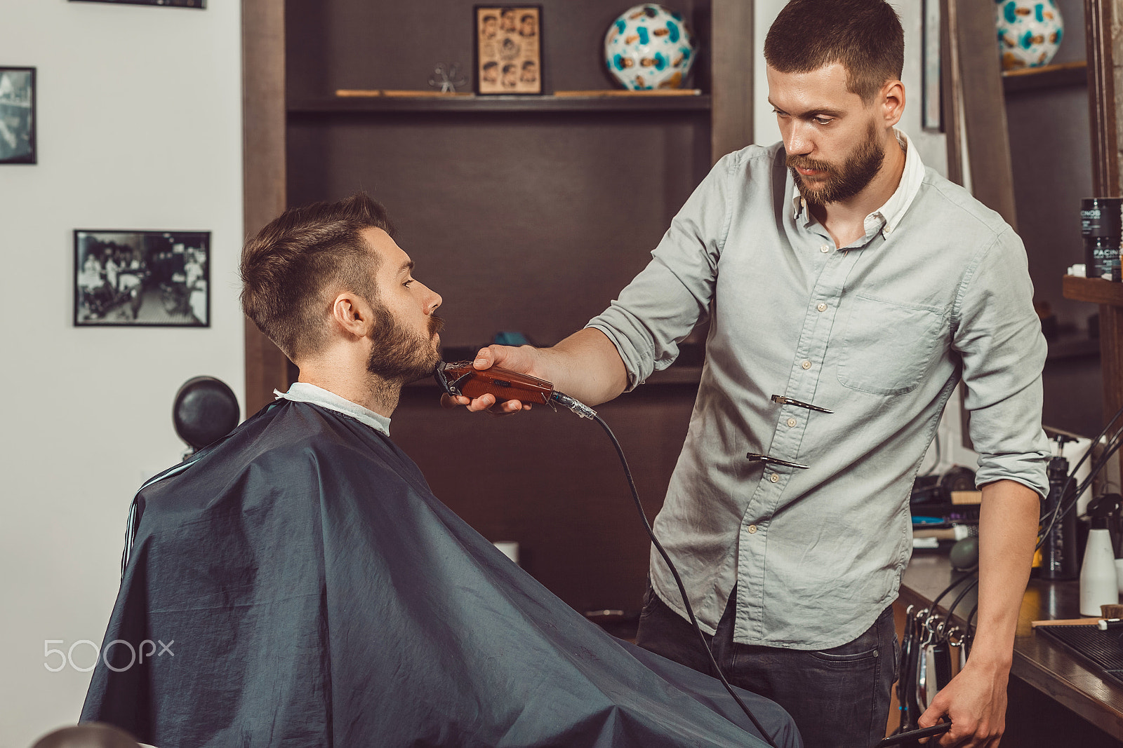 Canon EOS 5D Mark II + Canon EF 100mm F2.0 USM sample photo. Hipster client visiting barber shop photography