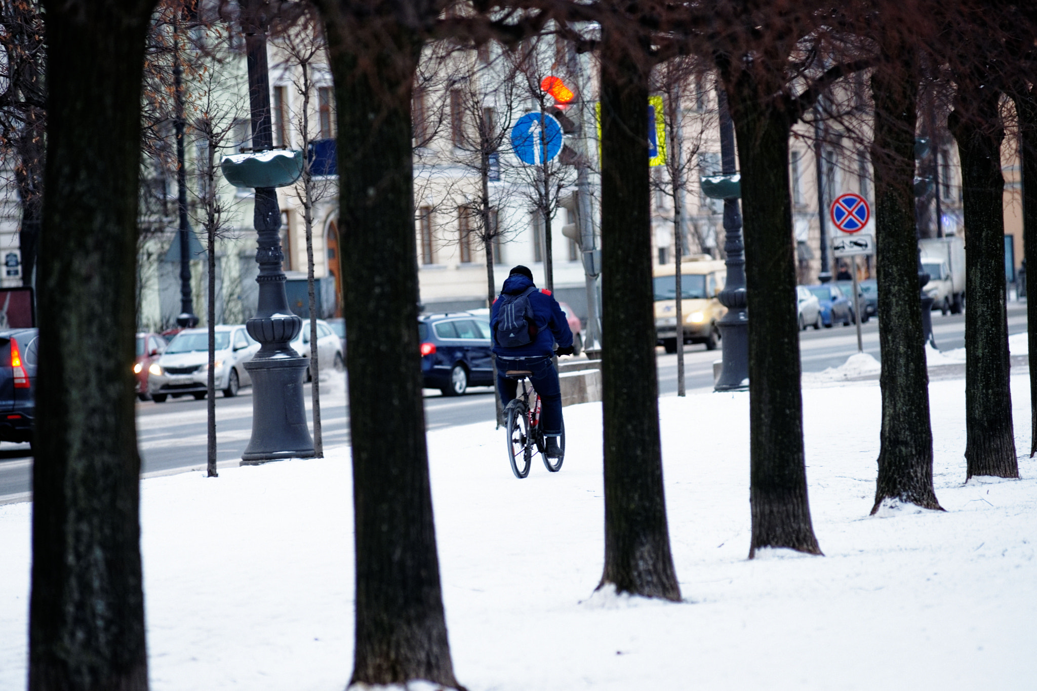 Sony Alpha DSLR-A900 sample photo. Trees. snow. bicycle. piter ) photography