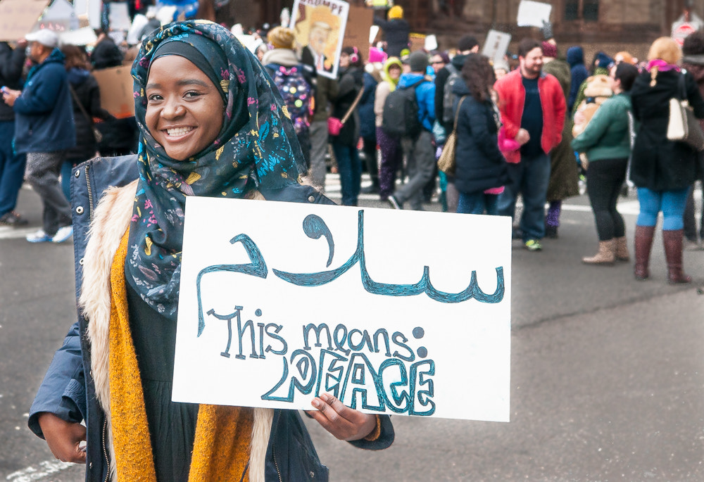 Nikon D300S sample photo. Boston protest against muslim ban, sun. jan. 29 photography