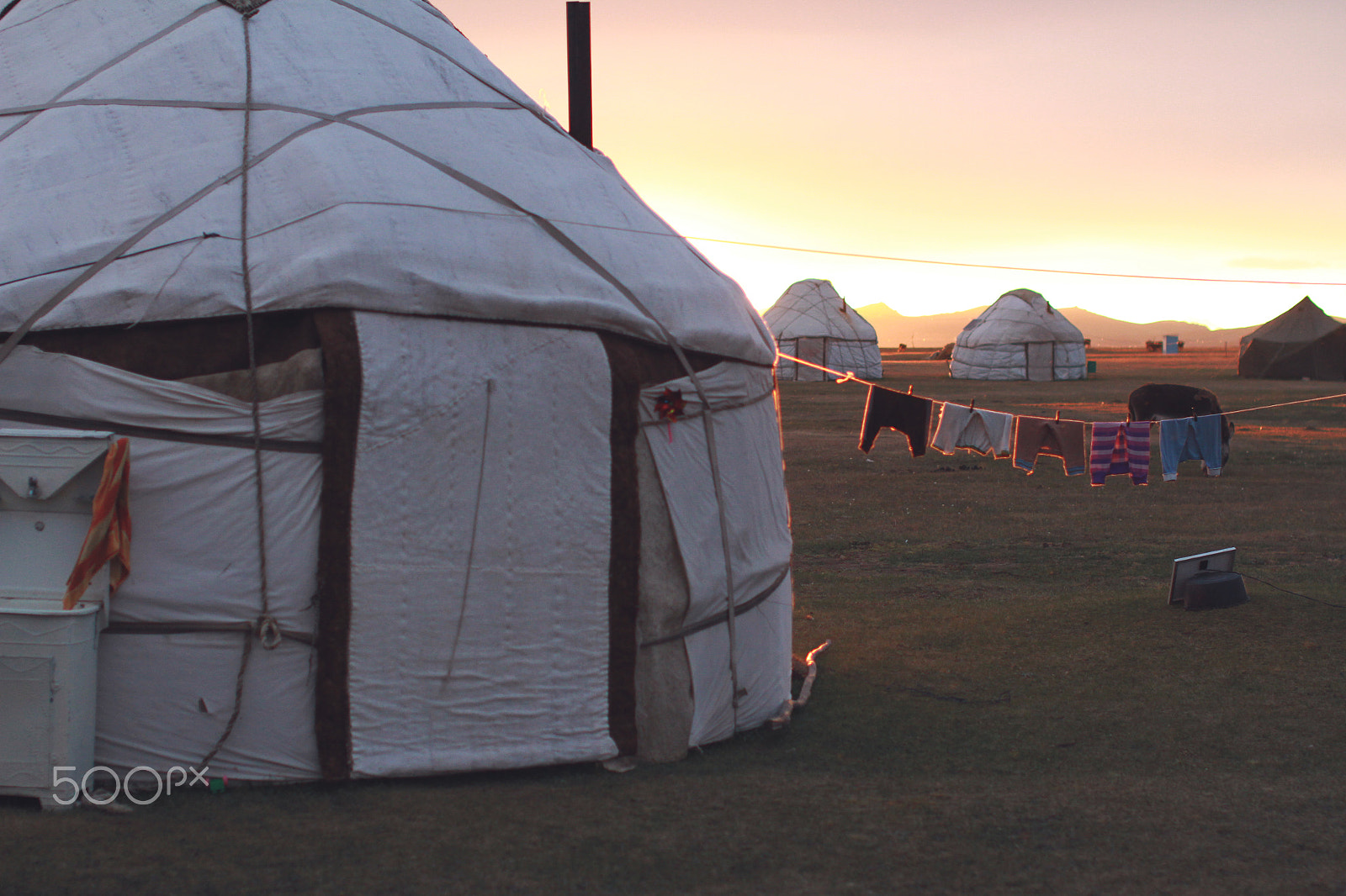 Canon EOS 7D sample photo. Sunset at a yurt camp photography