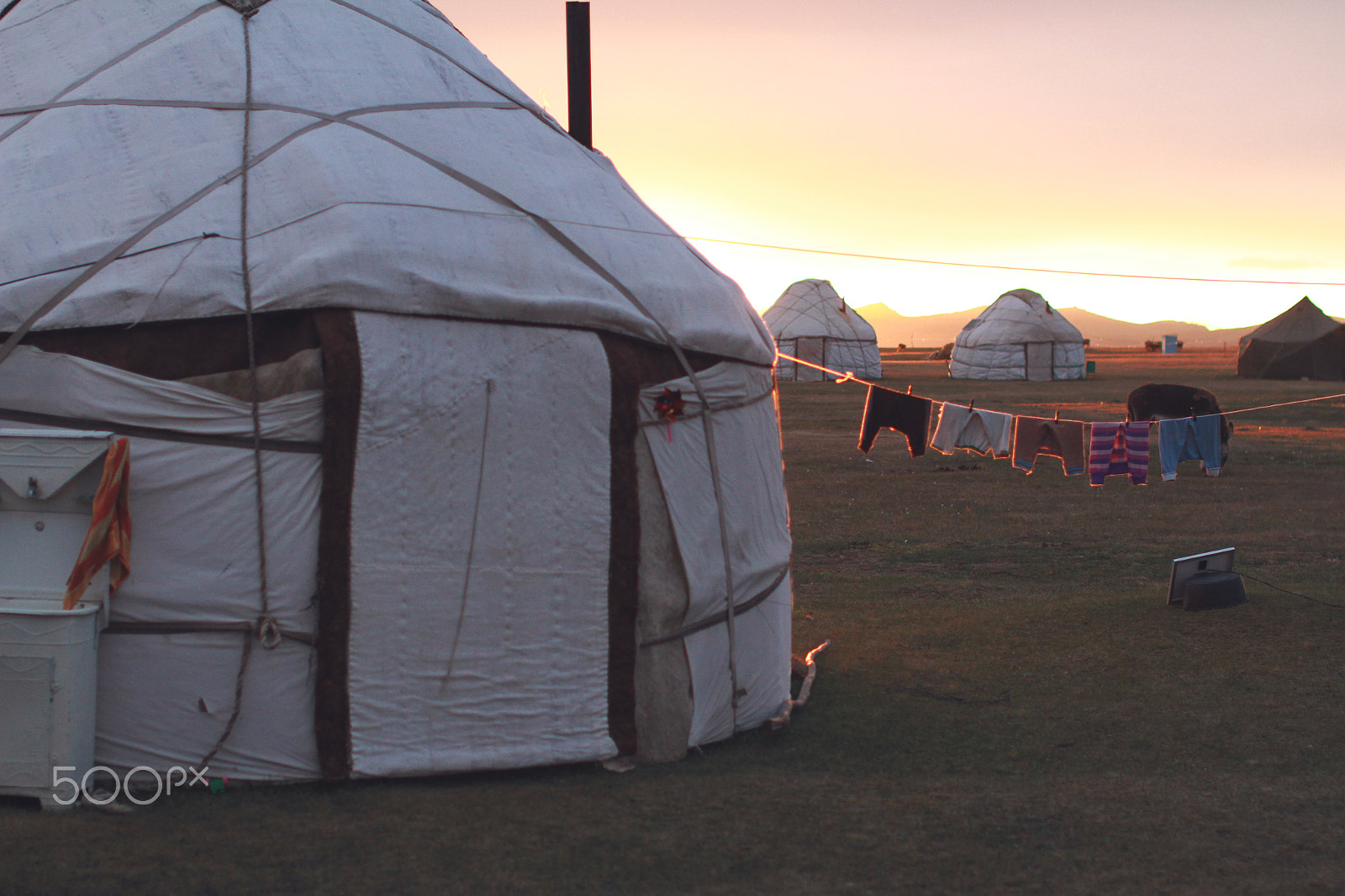 Sigma 50mm F1.4 EX DG HSM sample photo. Sunset at a yurt camp photography