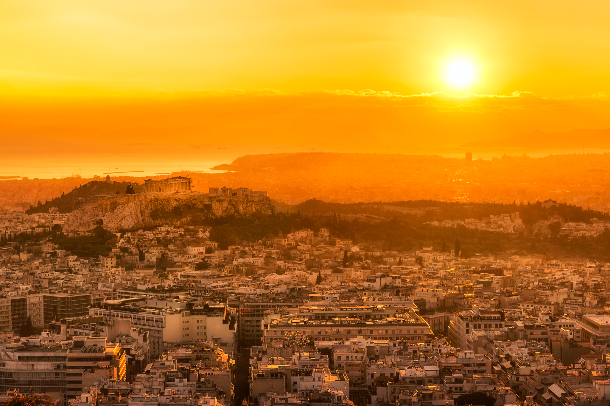 Nikon AF-S Nikkor 70-200mm F4G ED VR sample photo. Athens lycabettus hill sunset photography