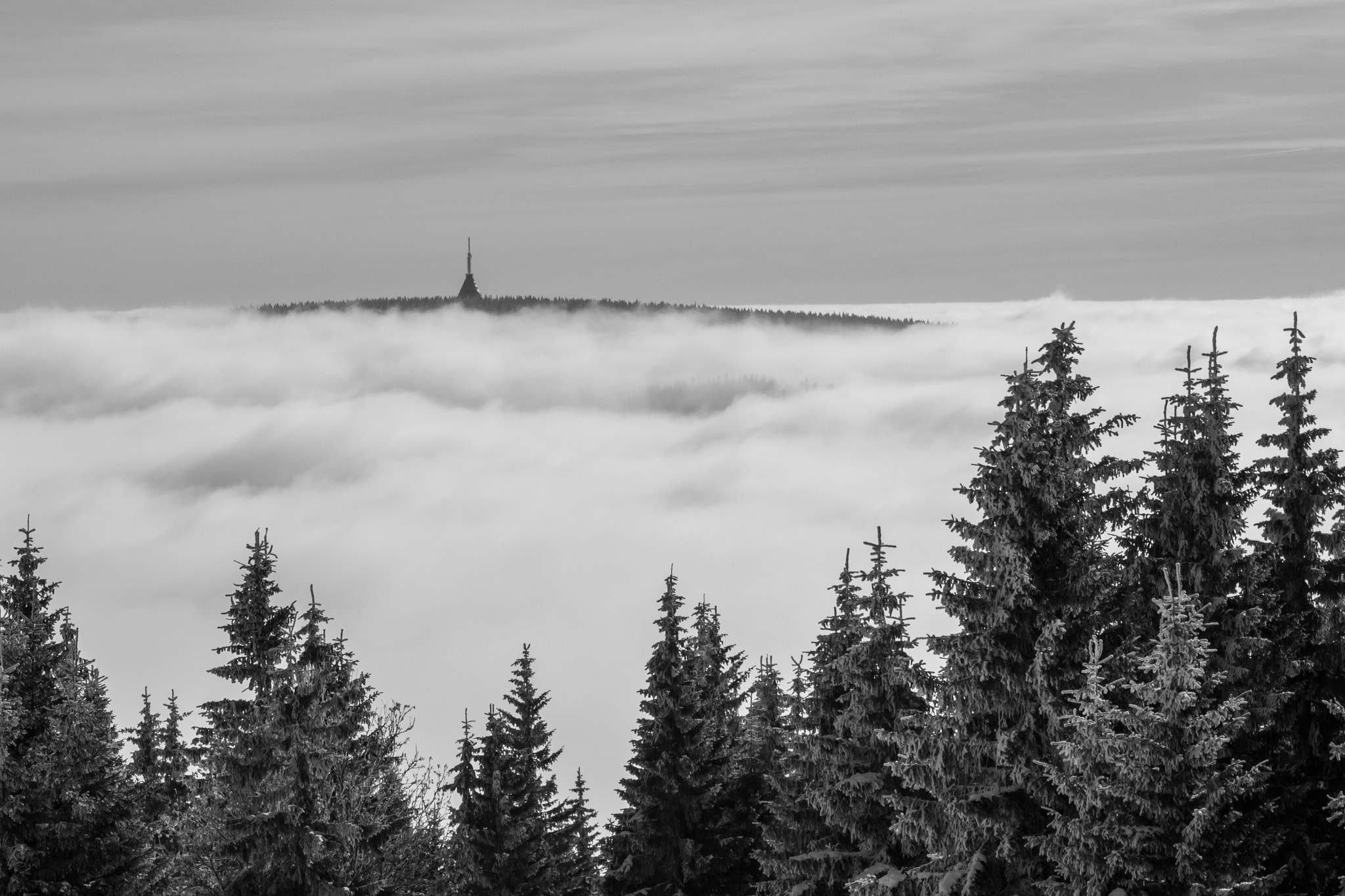 Canon EF 24-70mm F4L IS USM sample photo. Tower above clouds photography