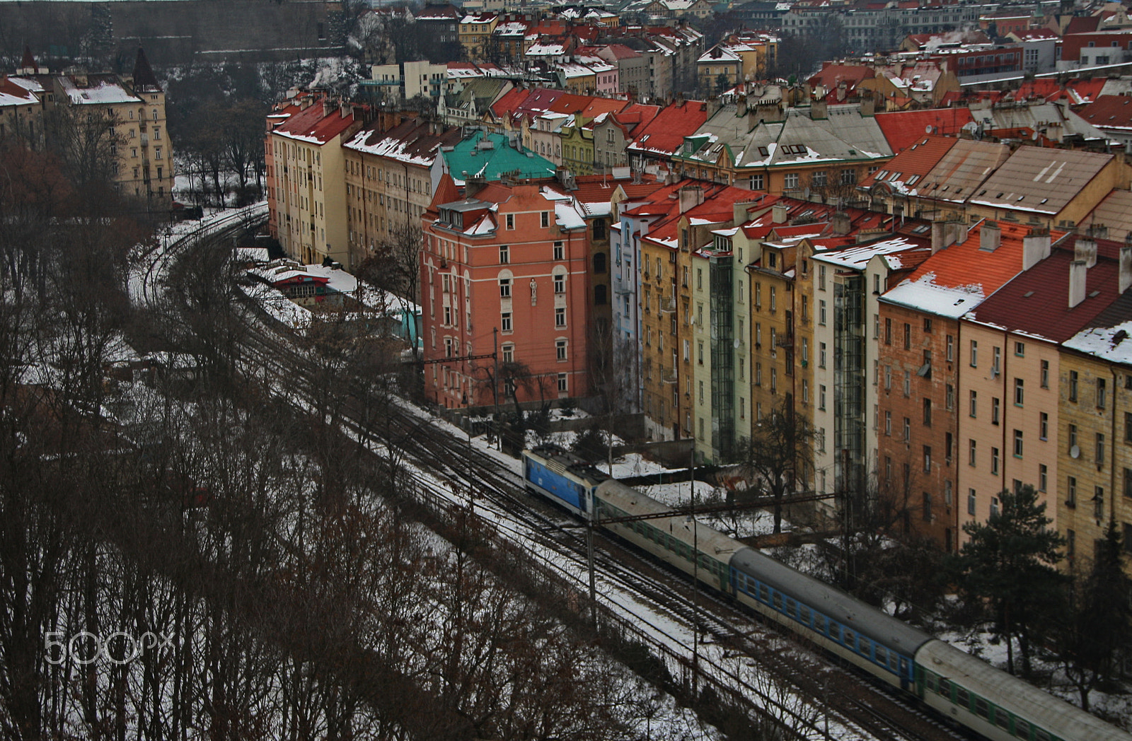 Sigma 18-125mm F3.8-5.6 DC OS HSM sample photo. Prague top view: passing train photography