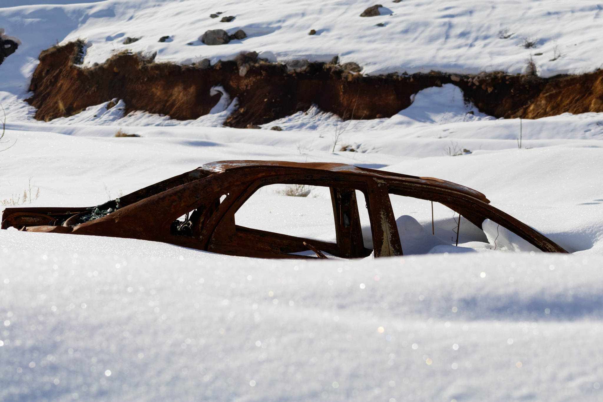 EF75-300mm f/4-5.6 sample photo. Buried in snow photography
