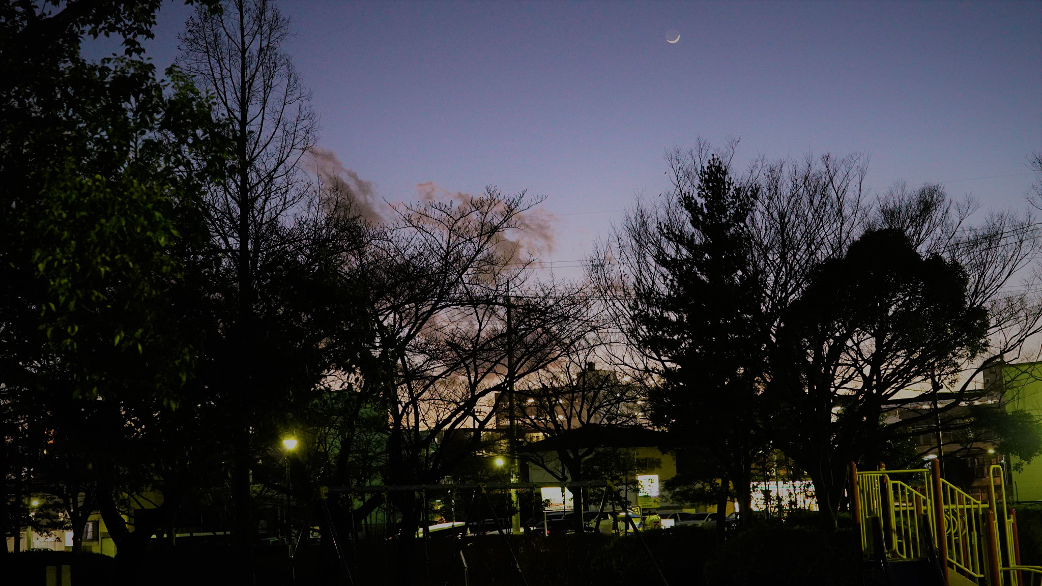 Sony a7S + Sony Planar T* FE 50mm F1.4 ZA sample photo. Crescent moon/tokyo: iso 10000 world photography