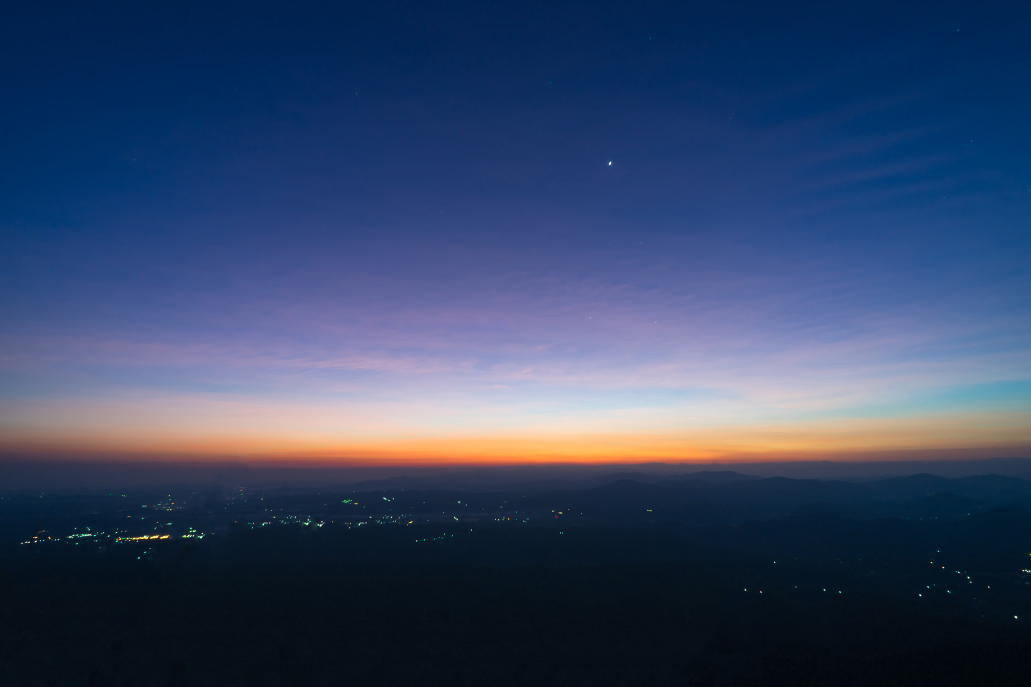 Sony a7 II + FE 21mm F2.8 sample photo. Sunrise on top mountain with star photography