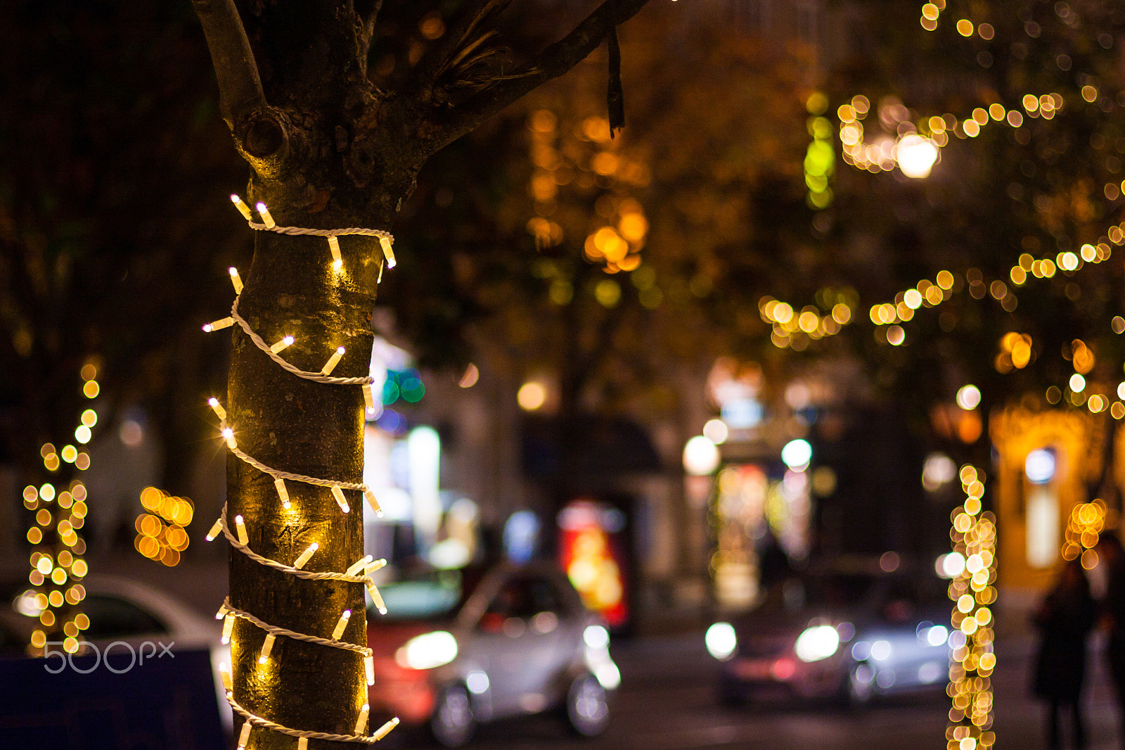 Canon EOS 40D + Canon EF 50mm F1.4 USM sample photo. Aliados christmas lights photography