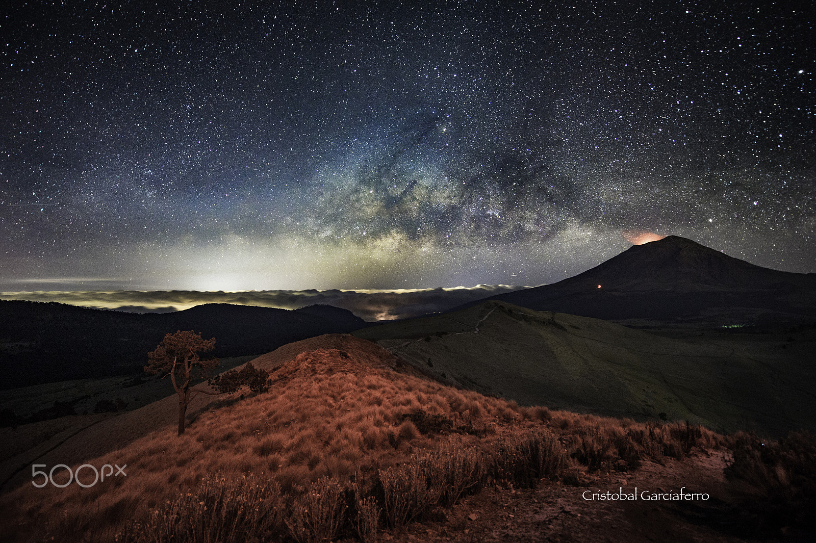 Nikon D4 sample photo. Popocatetl and early milky way photography