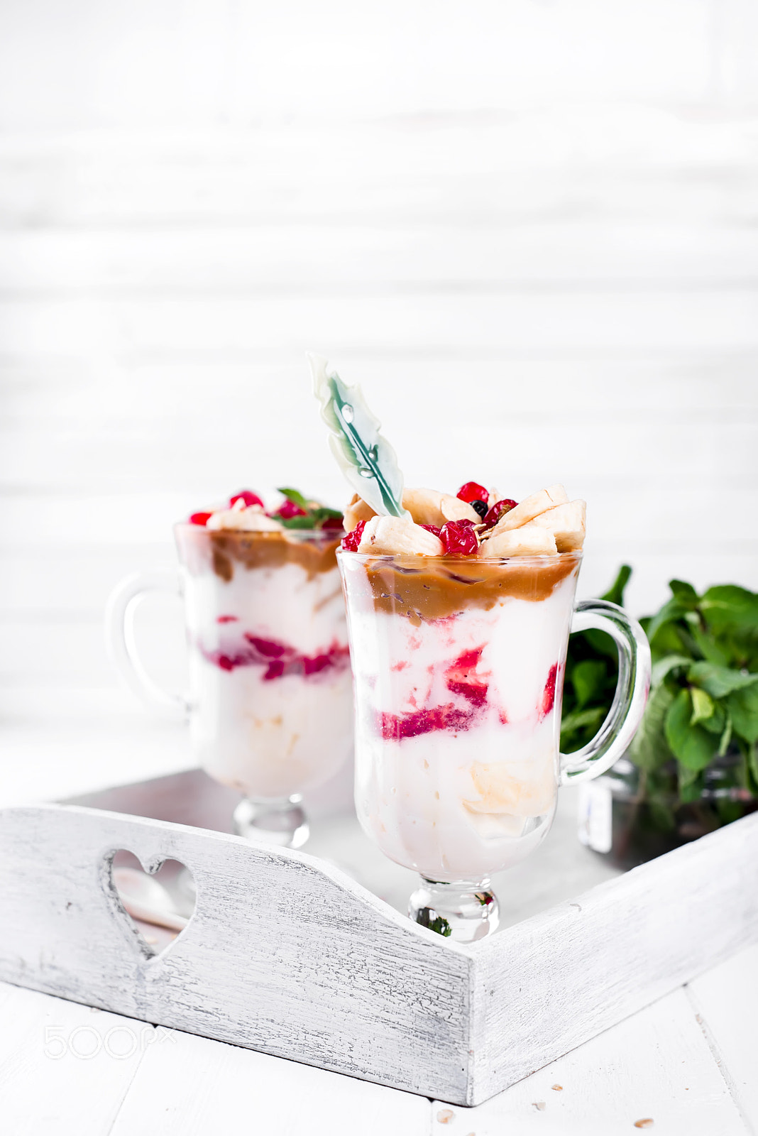 Nikon D610 + AF Nikkor 50mm f/1.8 sample photo. Dessert in a glass on a wooden tray photography