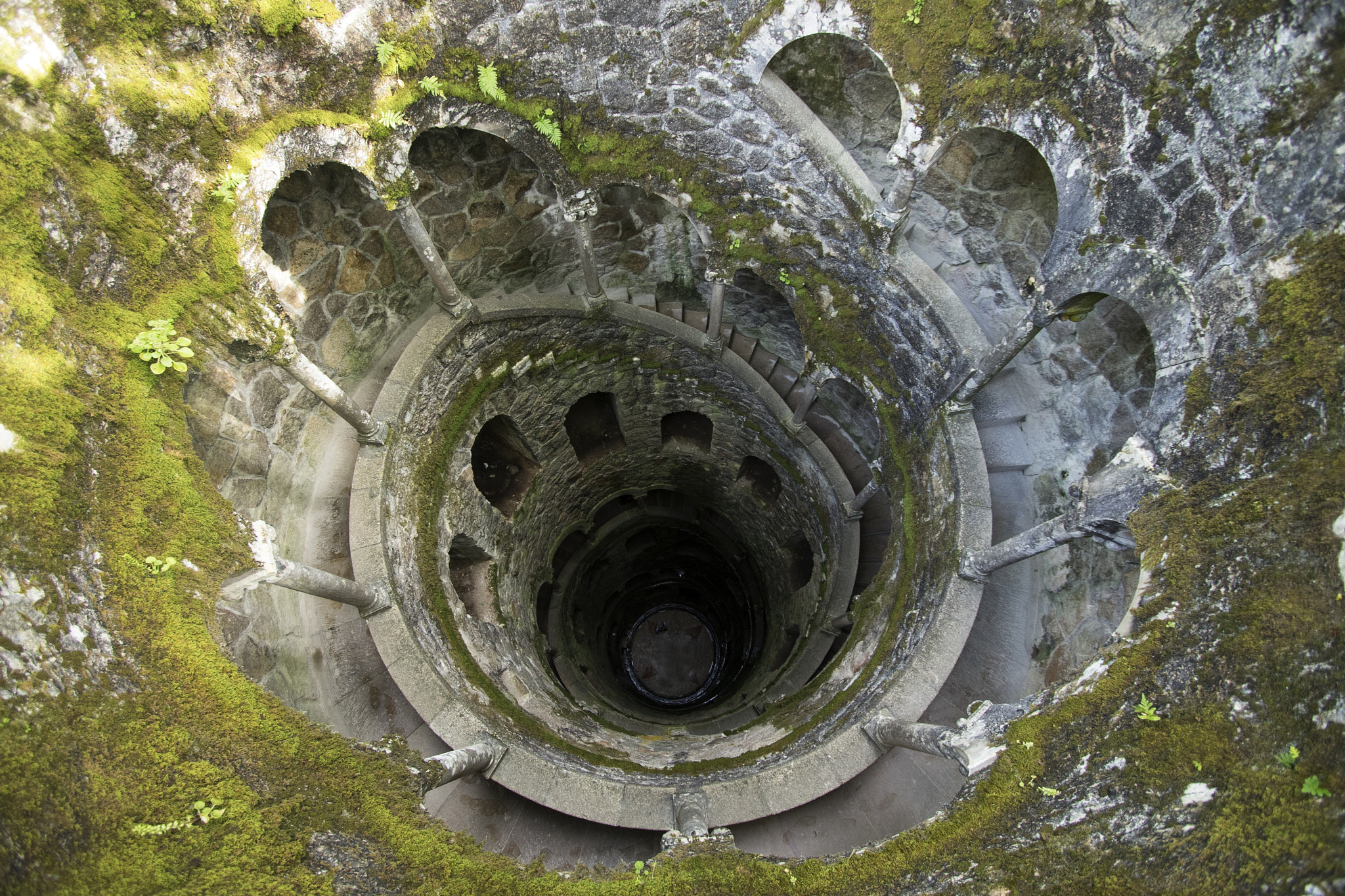 Sony a7 II + Canon EF-S 10-22mm F3.5-4.5 USM sample photo. Inverted tower, quinta da regaleira, sintra photography