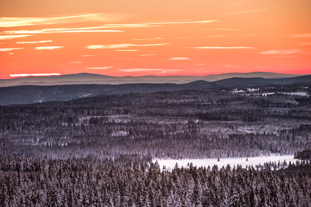 Nikon D810A + Nikon AF-S Nikkor 70-200mm F2.8G ED VR II sample photo. Sunset in the mountains in germany photography