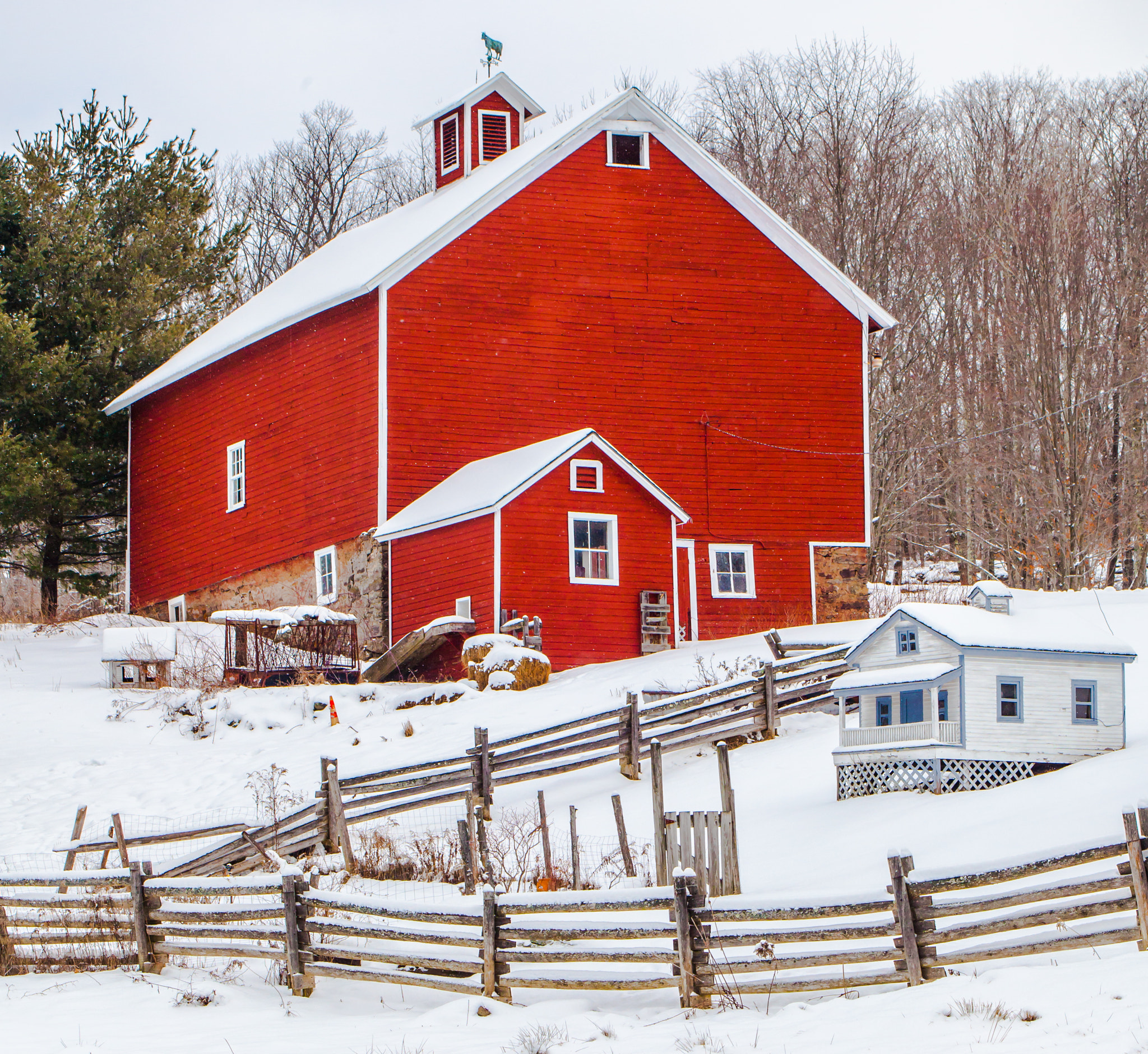 Canon EF 28-80mm f/3.5-5.6 USM sample photo. Red barn covered with fresh snow photography