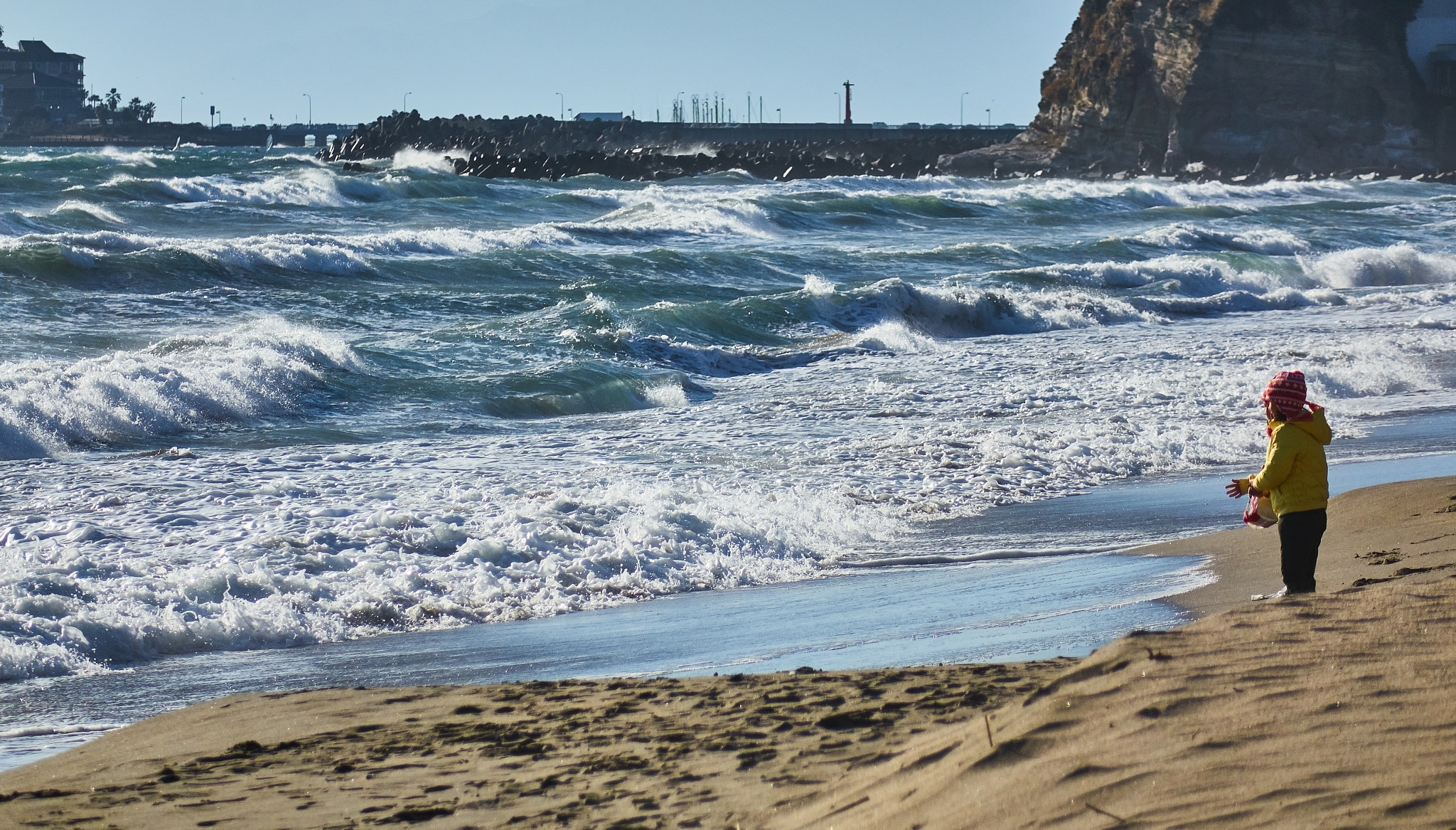 Sony Cyber-shot DSC-RX10 sample photo. A boy at a winter beach photography