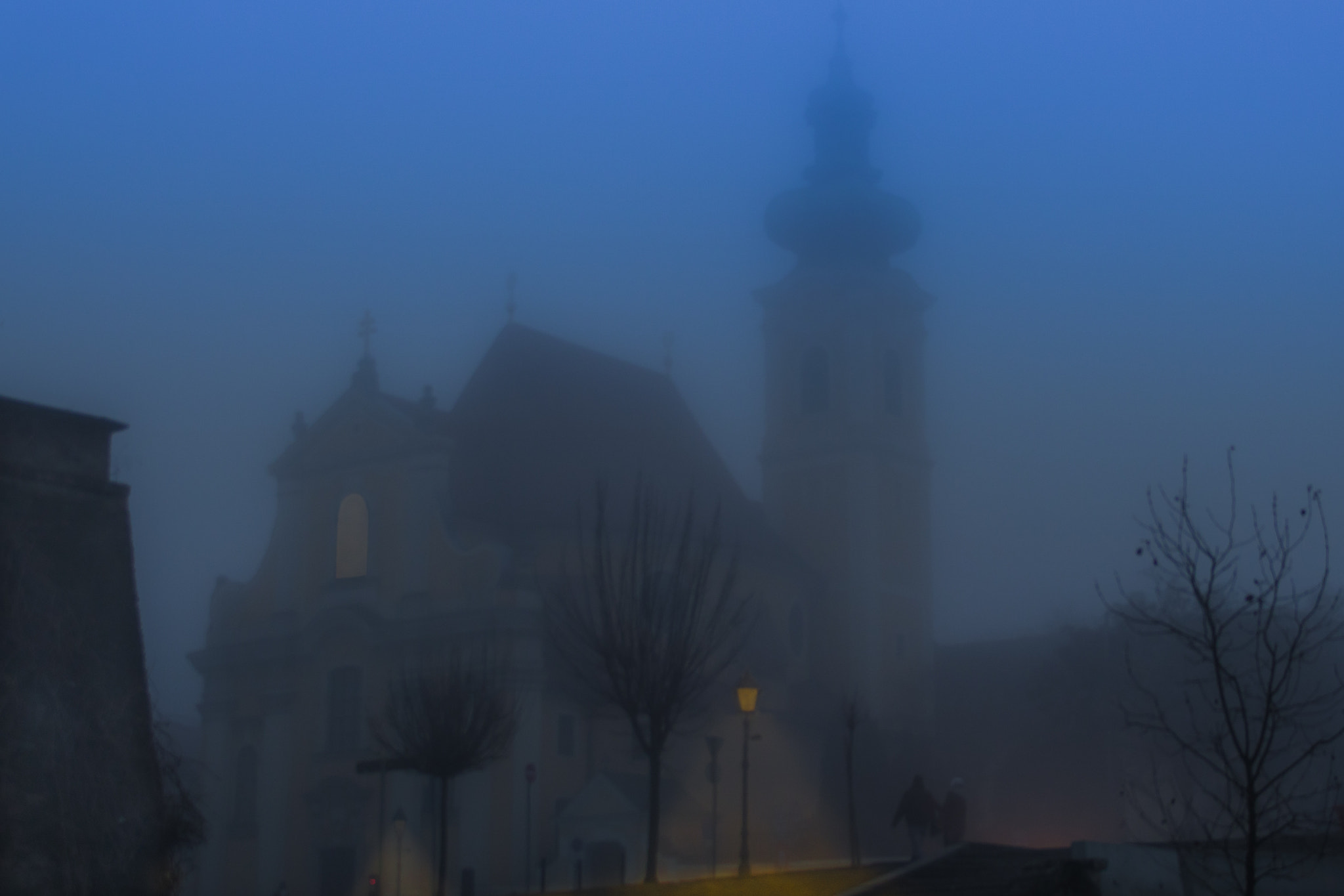 Canon EF 75-300mm F4.0-5.6 IS USM sample photo. Church in the fog photography
