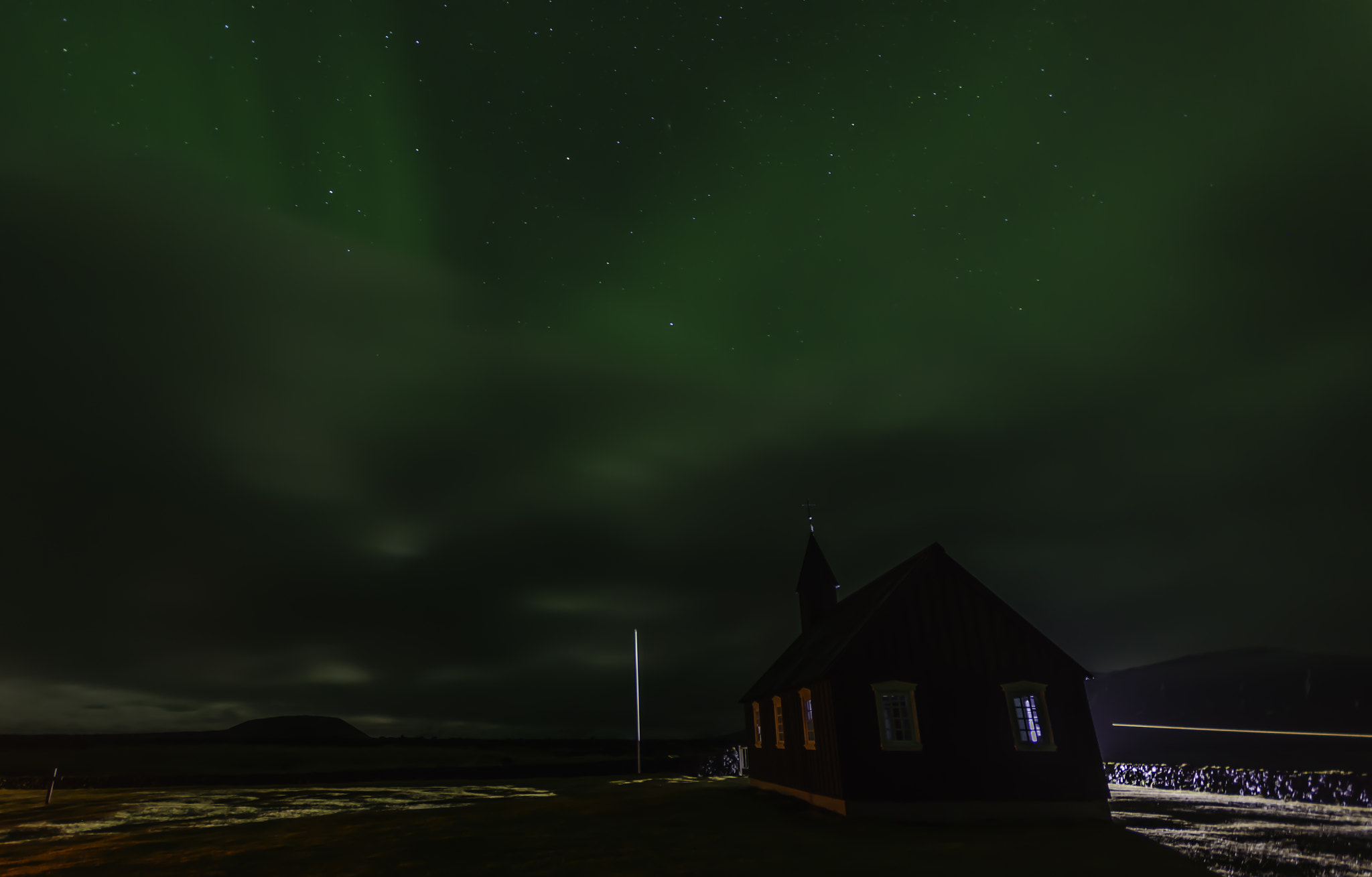 Nikon D5100 sample photo. Iceland black church with aurora photography