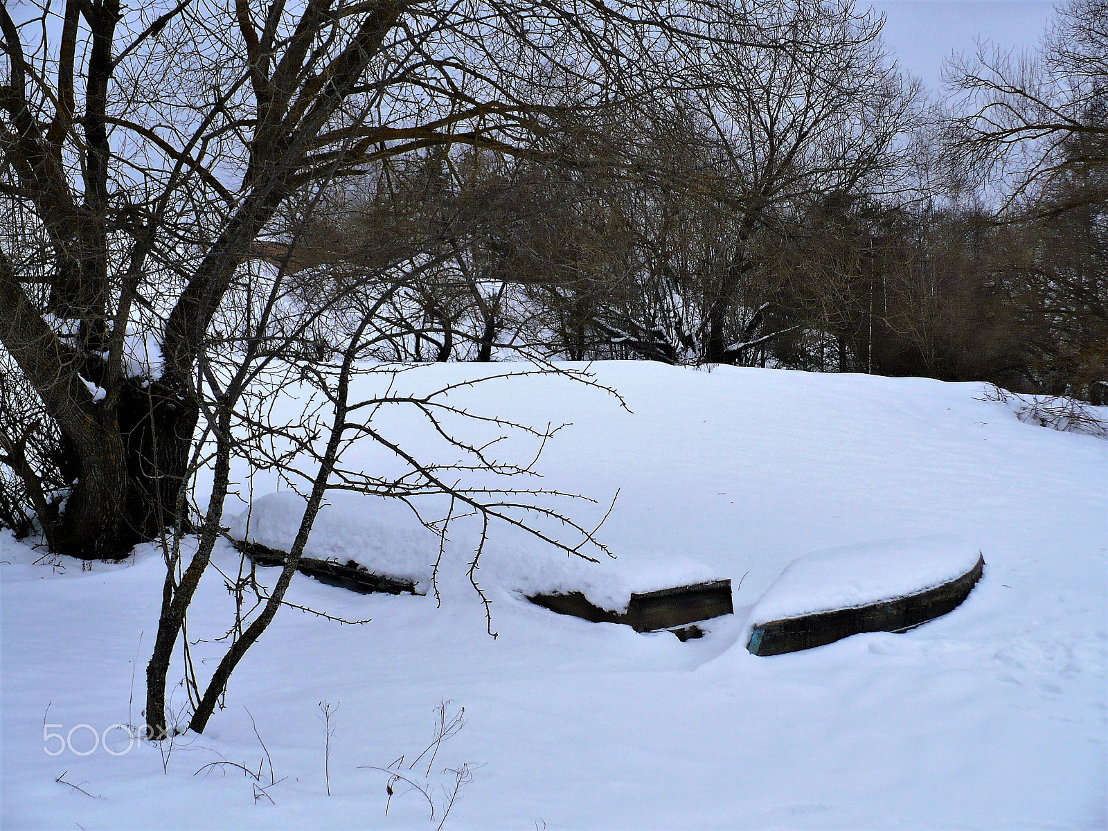 Panasonic DMC-LZ7 sample photo. Boats under snow photography