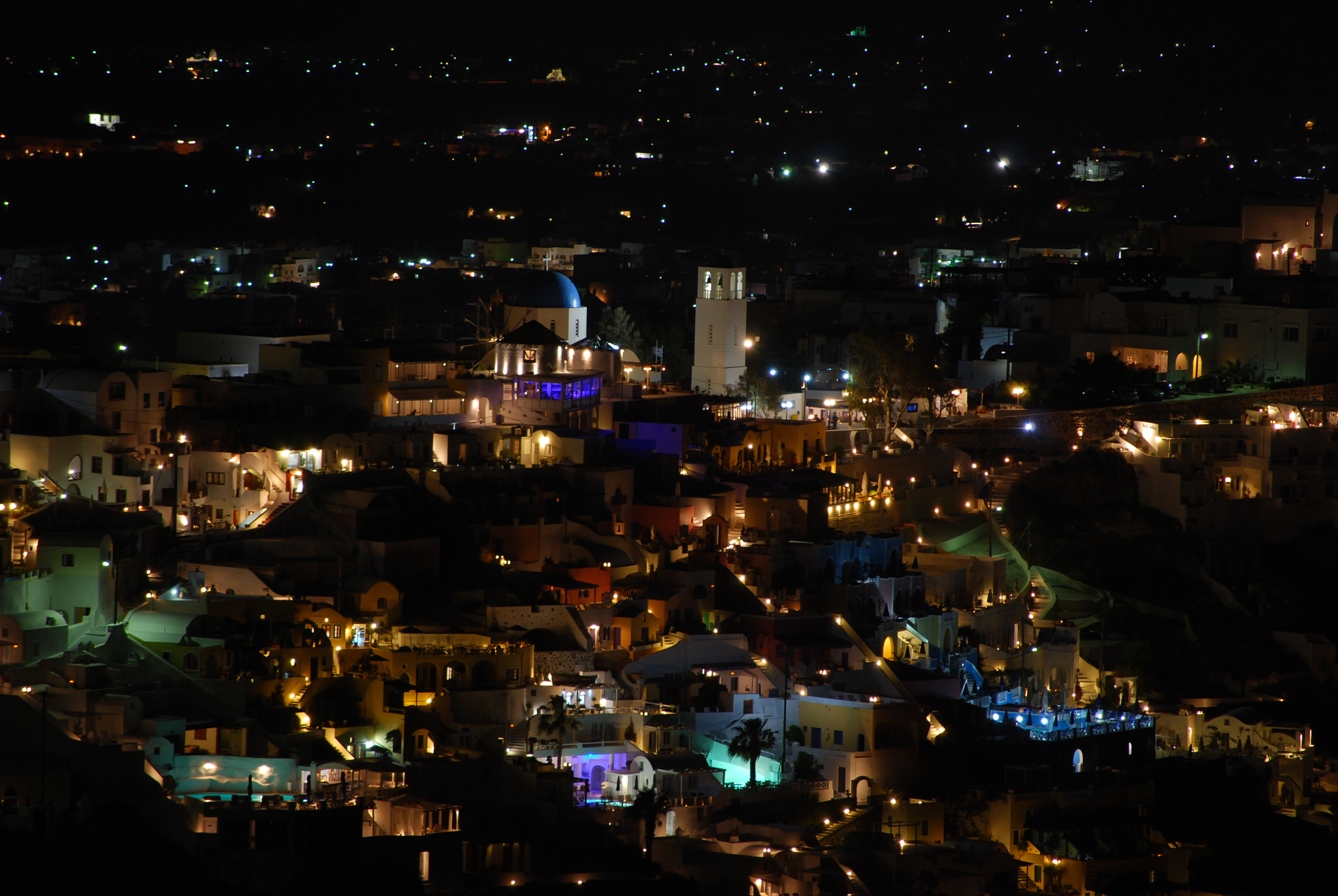 Nikon D40X sample photo. Santorini: thira at night photography
